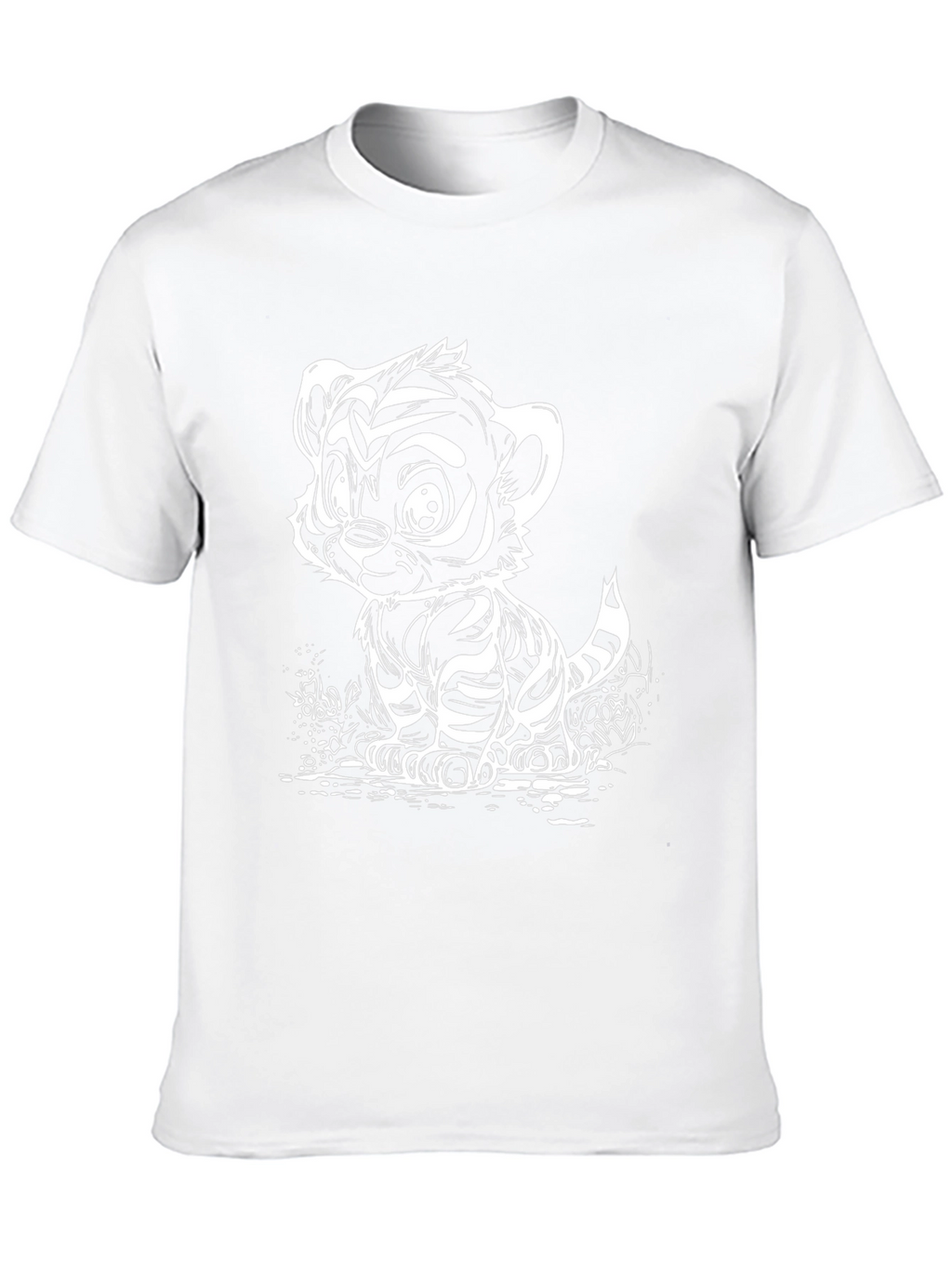 Cute Tiger Cub Graphic Tee - Black Cotton Blend