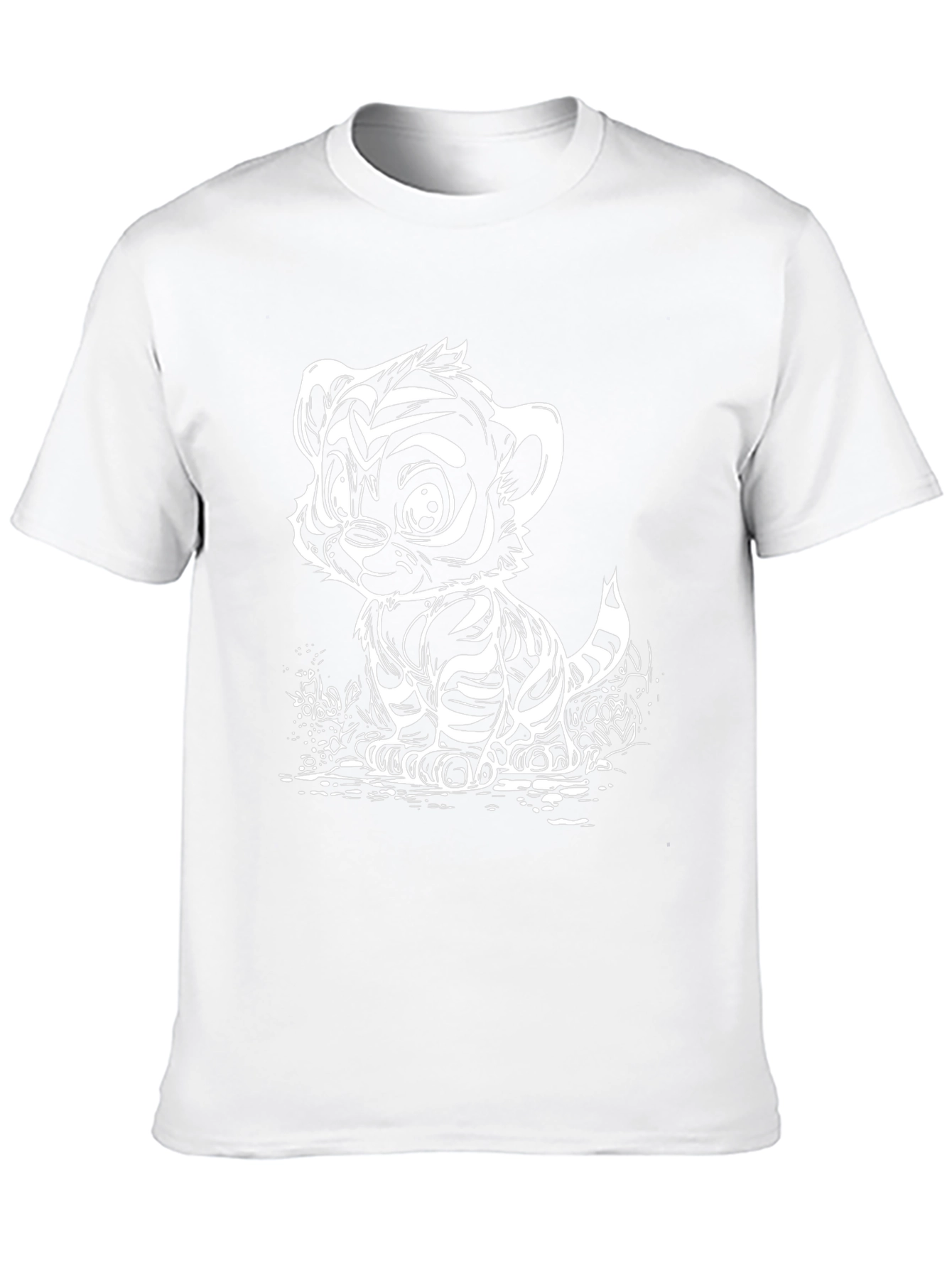 Cute Tiger Cub Graphic Tee - Black Cotton Blend