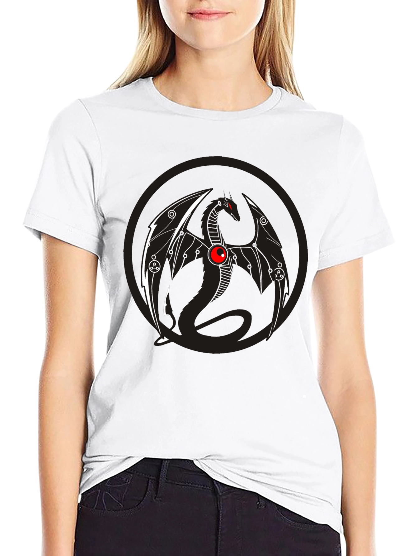 Dragon Graphic Tee - Black Crew Neck T-Shirt