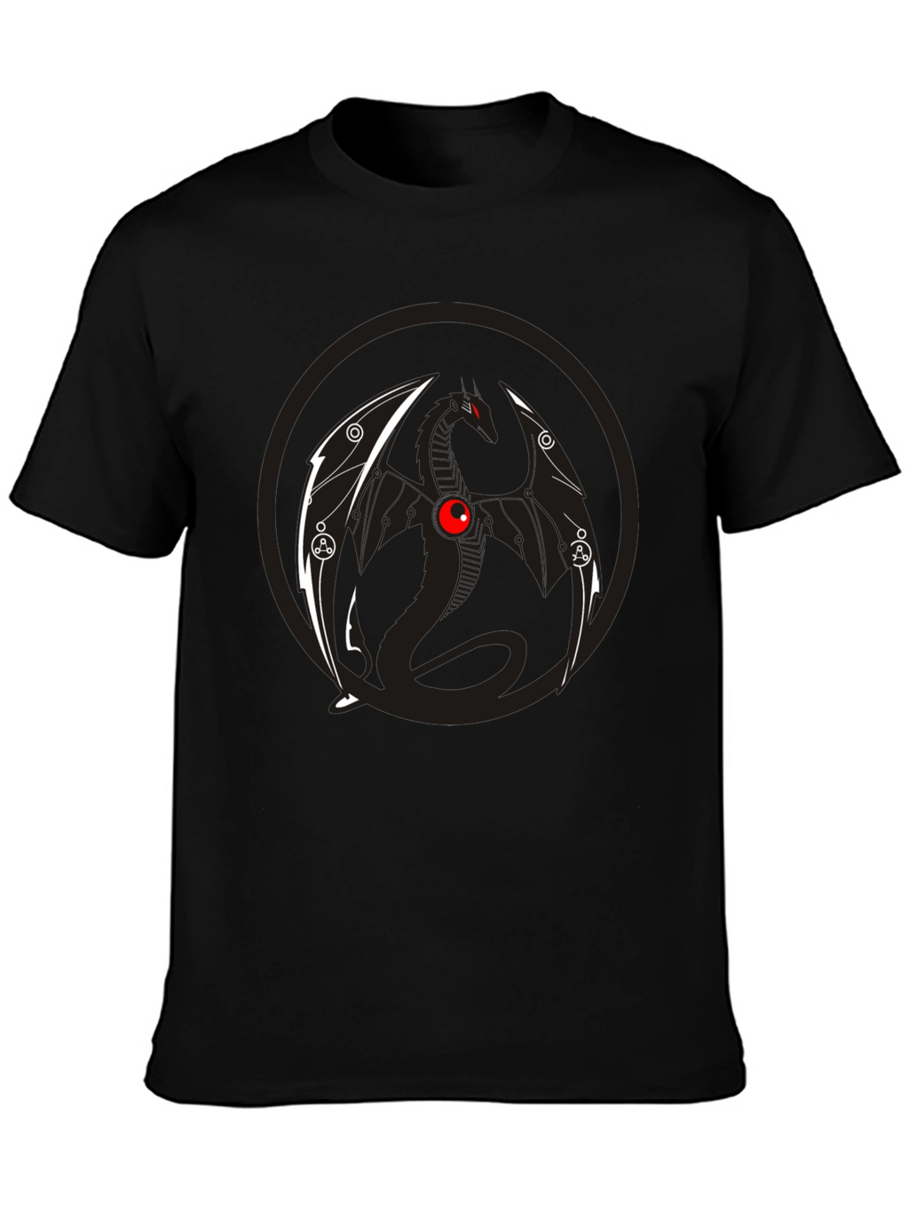 Dragon Graphic Tee - Black Crew Neck T-Shirt