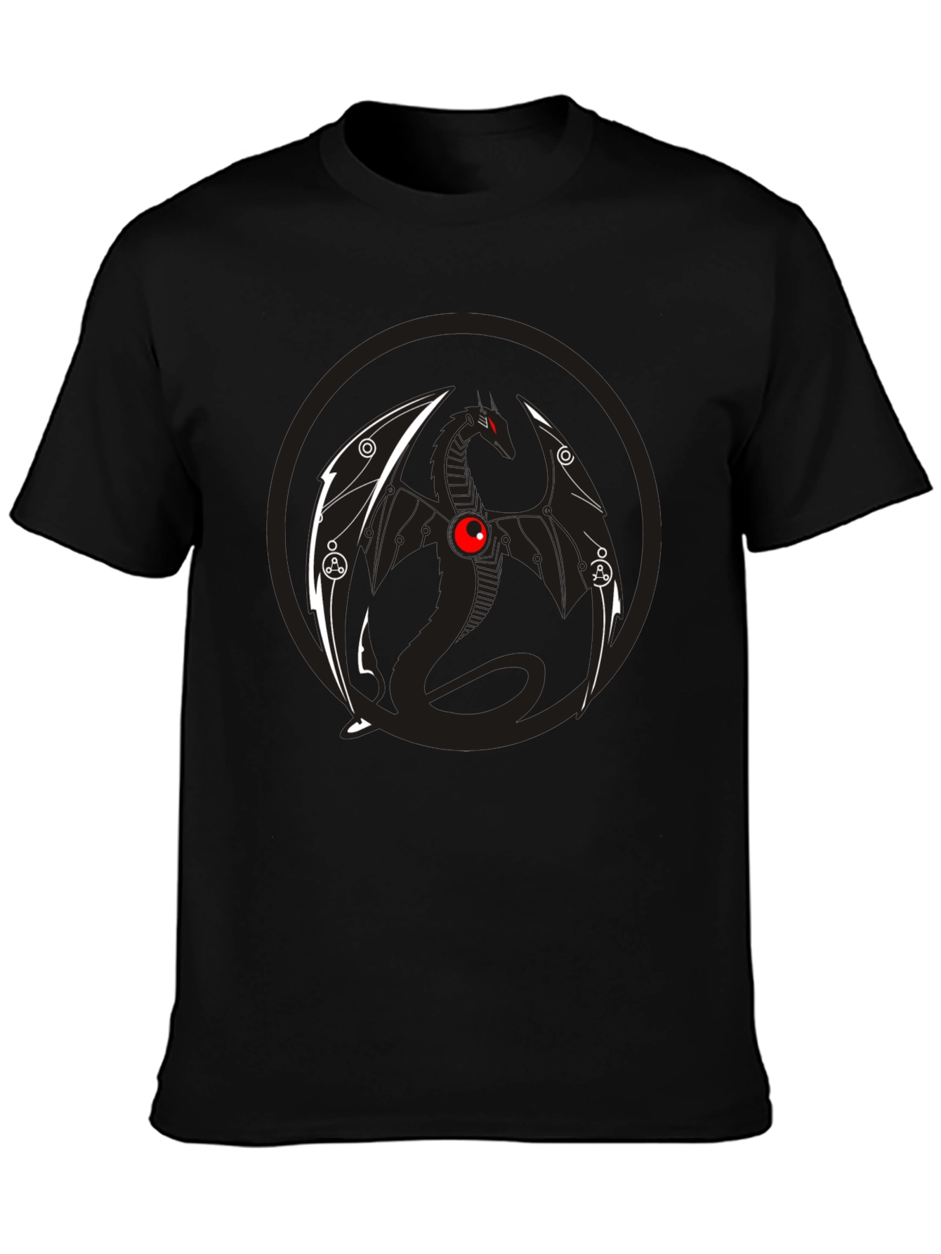 Dragon Graphic Tee - Black Crew Neck T-Shirt