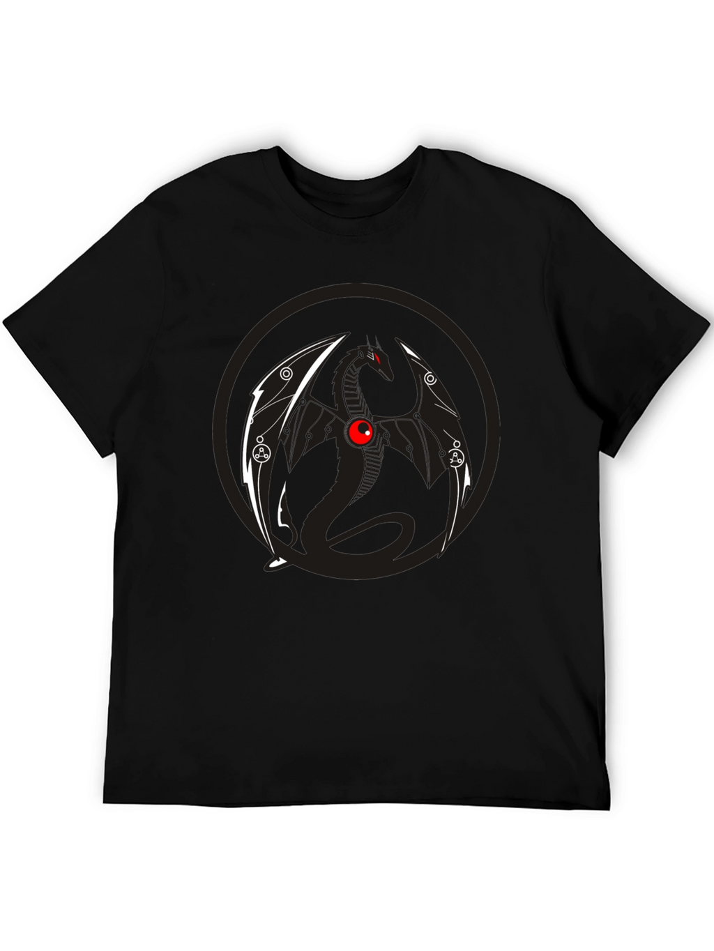 Dragon Graphic Tee - Black Crew Neck T-Shirt
