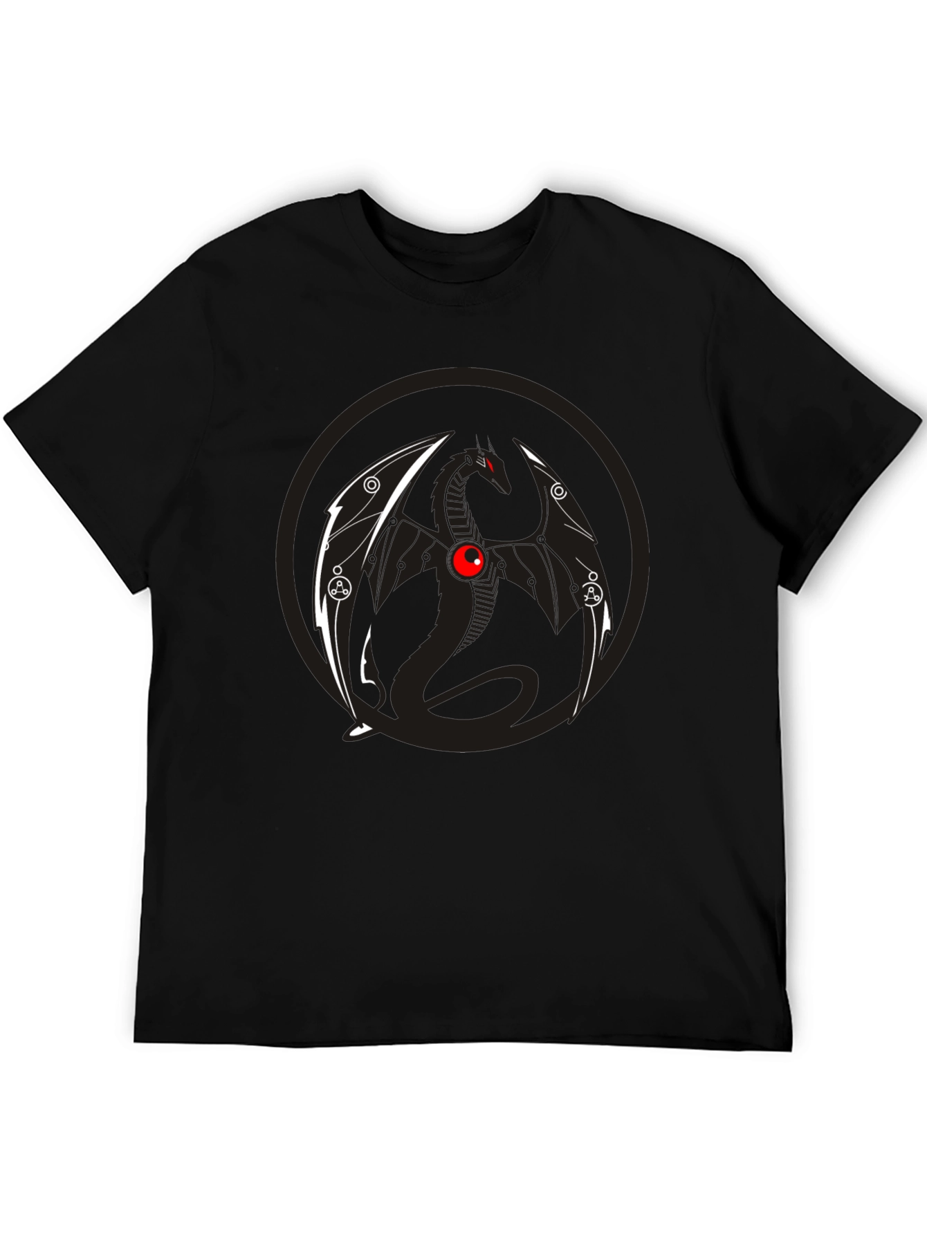 Dragon Graphic Tee - Black Crew Neck T-Shirt