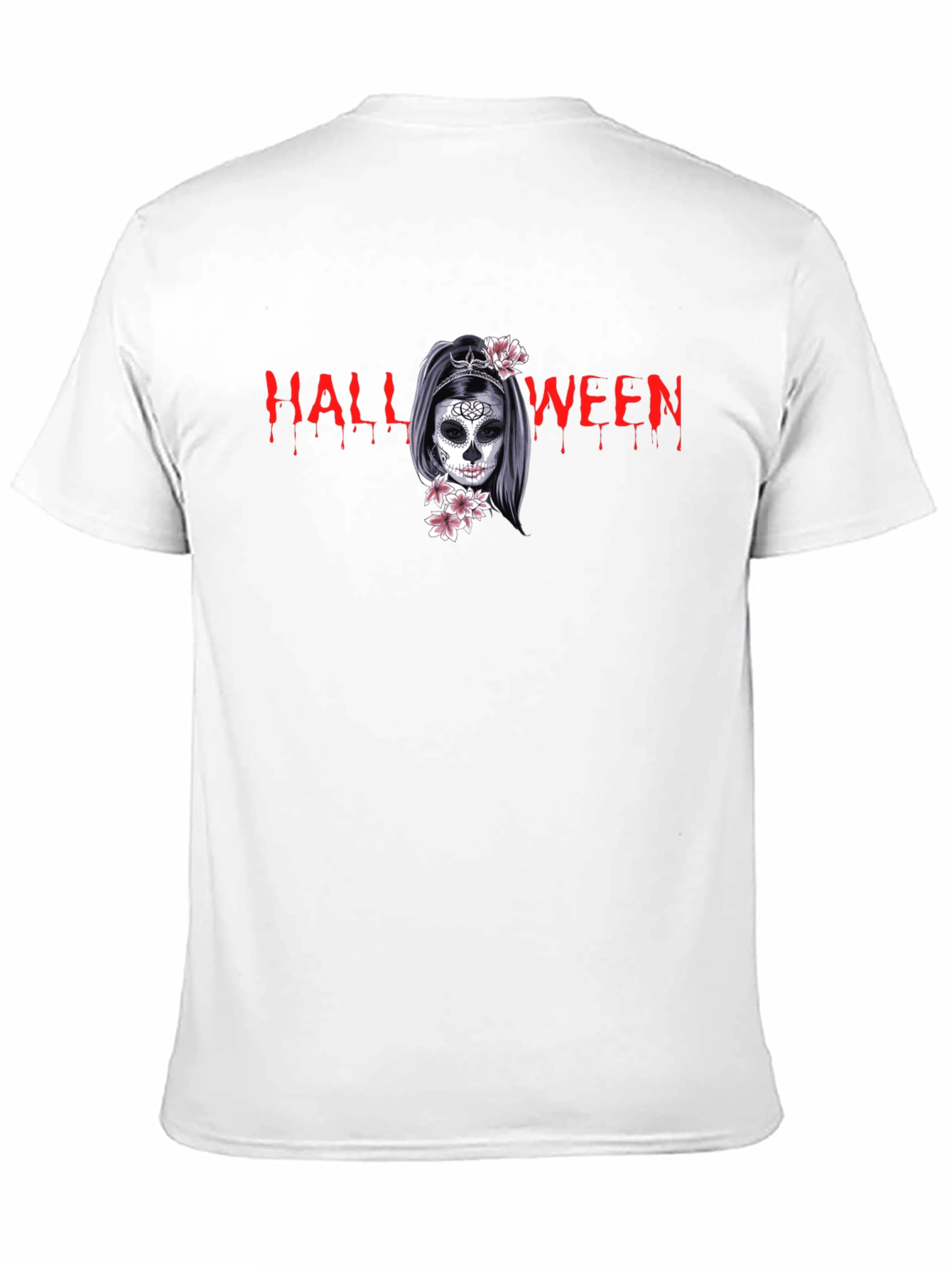 Halloween Skull Girl Graphic Black T-Shirt