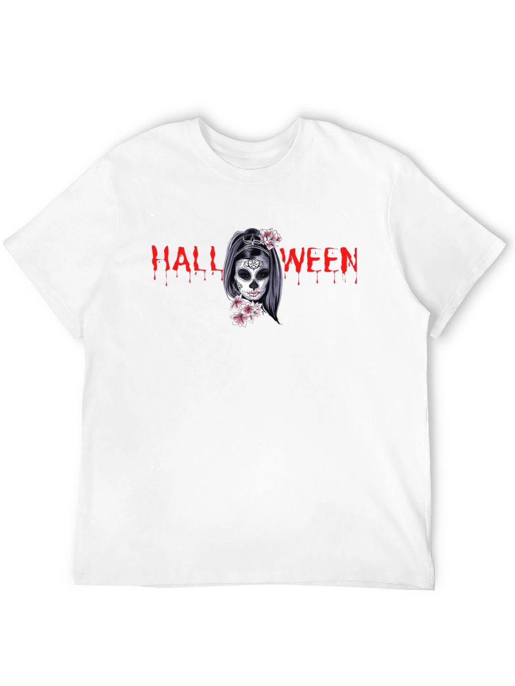 Halloween Skull Girl Graphic Black T-Shirt