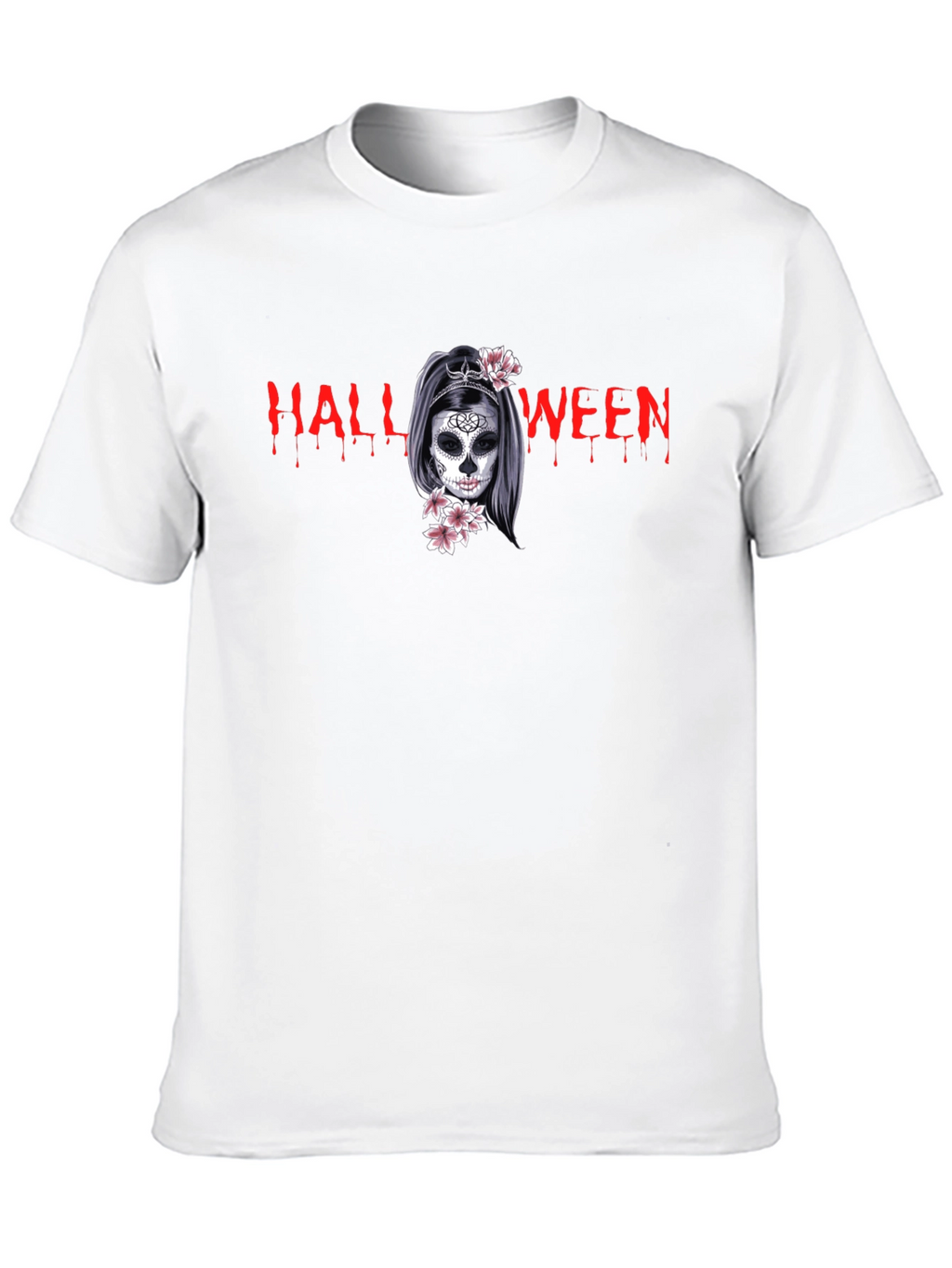 Halloween Skull Girl Graphic Black T-Shirt