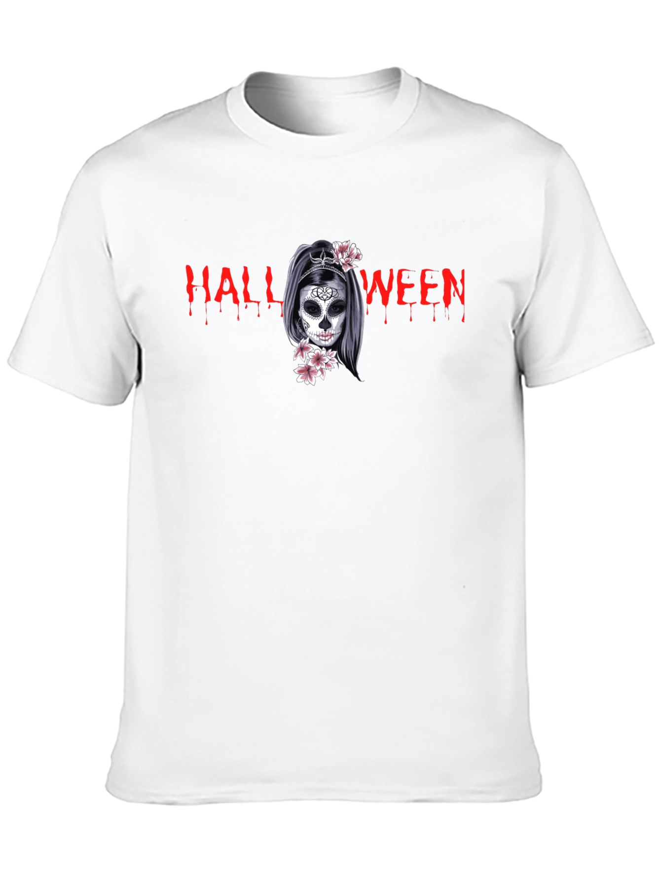 Halloween Skull Girl Graphic Black T-Shirt