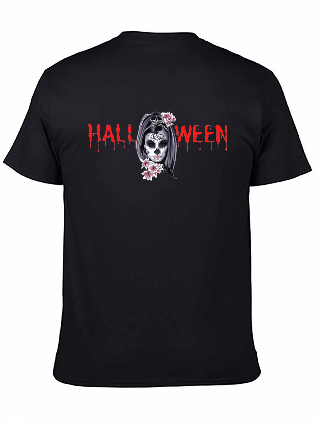 Halloween Skull Girl Graphic Black T-Shirt
