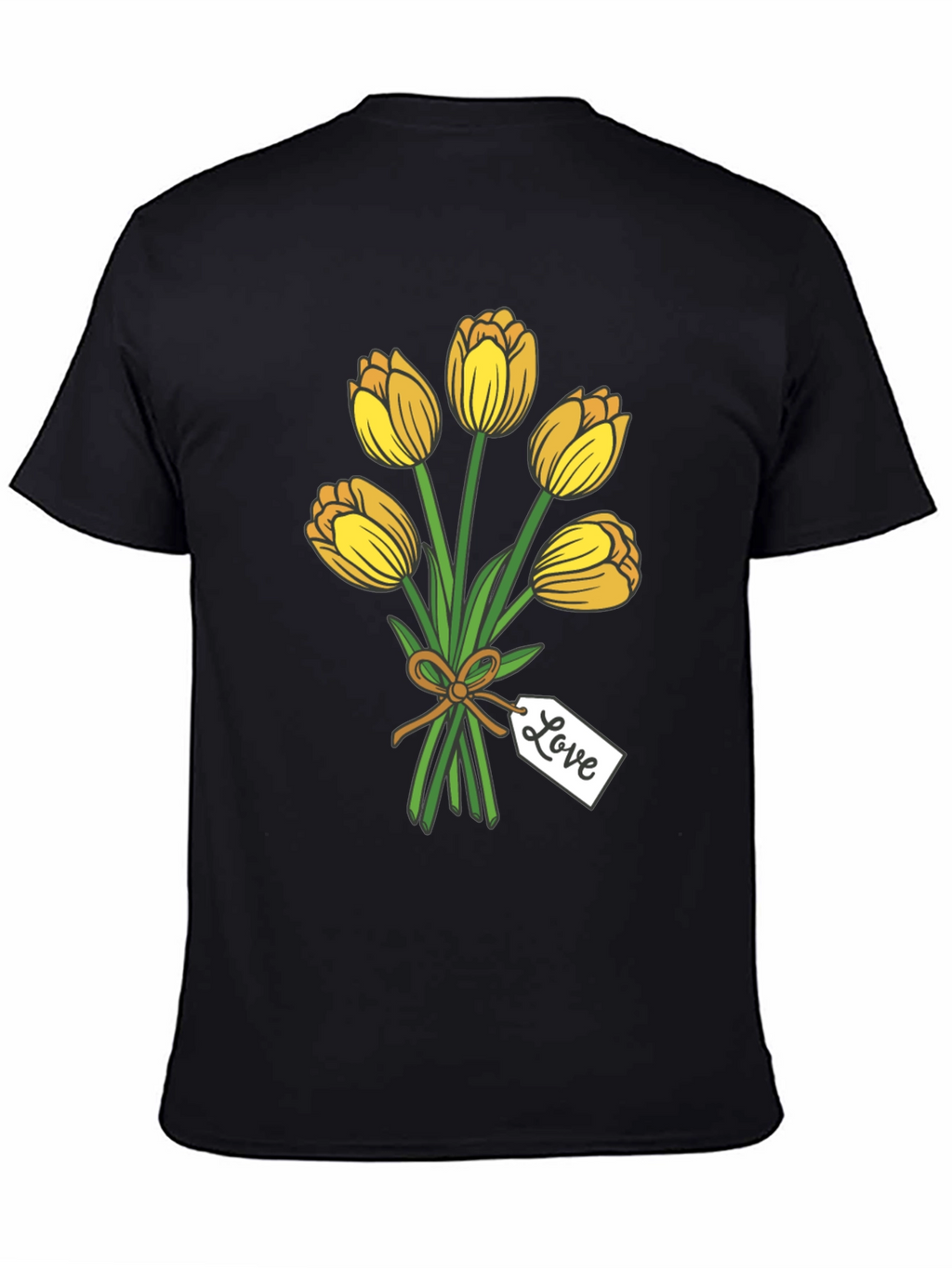 Tulip Bouquet Graphic Tee - Stylish Black T-Shirt