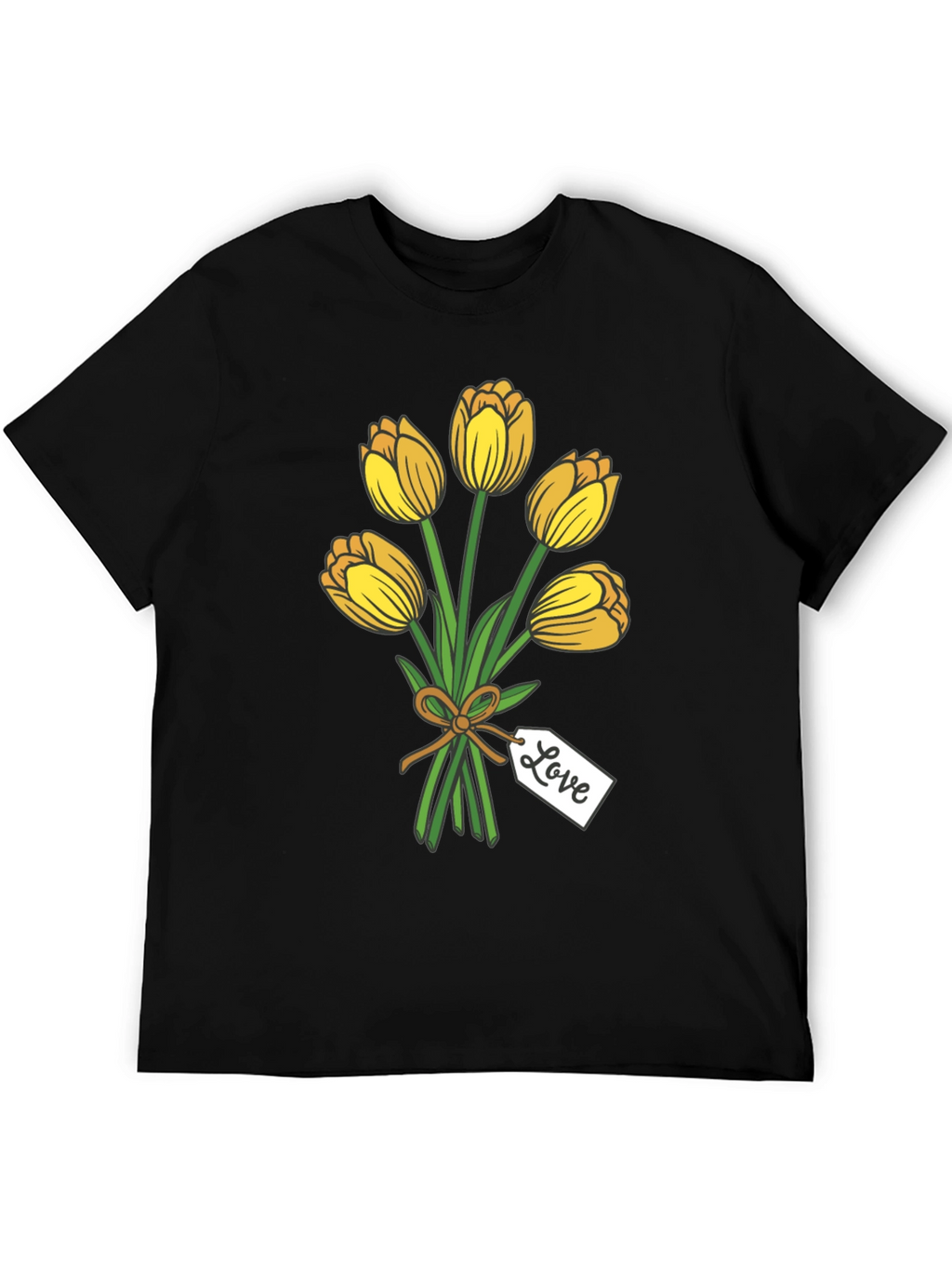 Tulip Bouquet Graphic Tee - Stylish Black T-Shirt