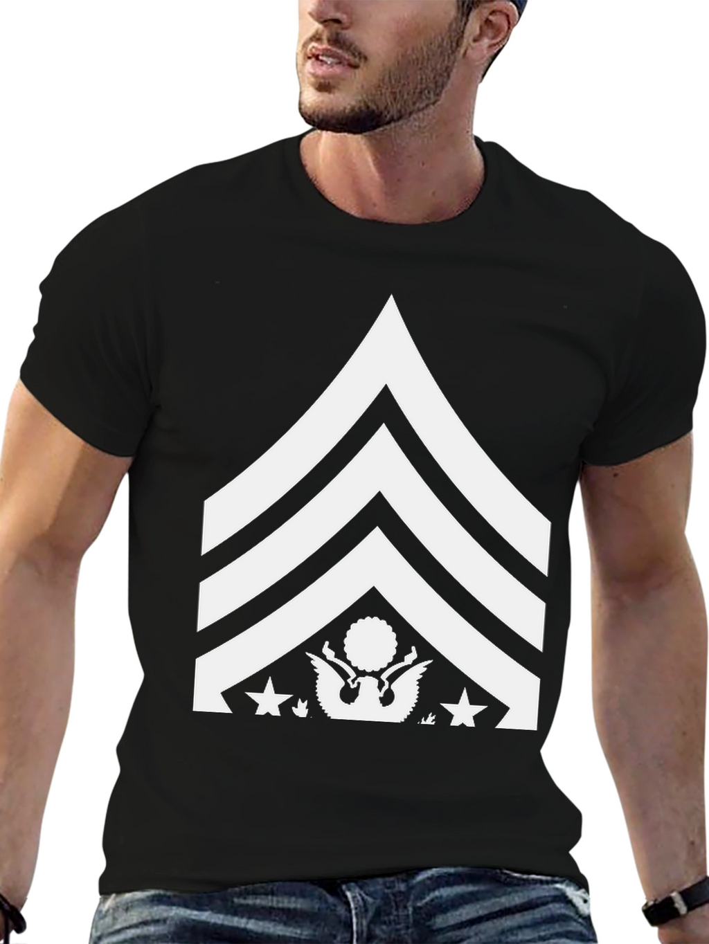 Military Rank Graphic Tee - Black