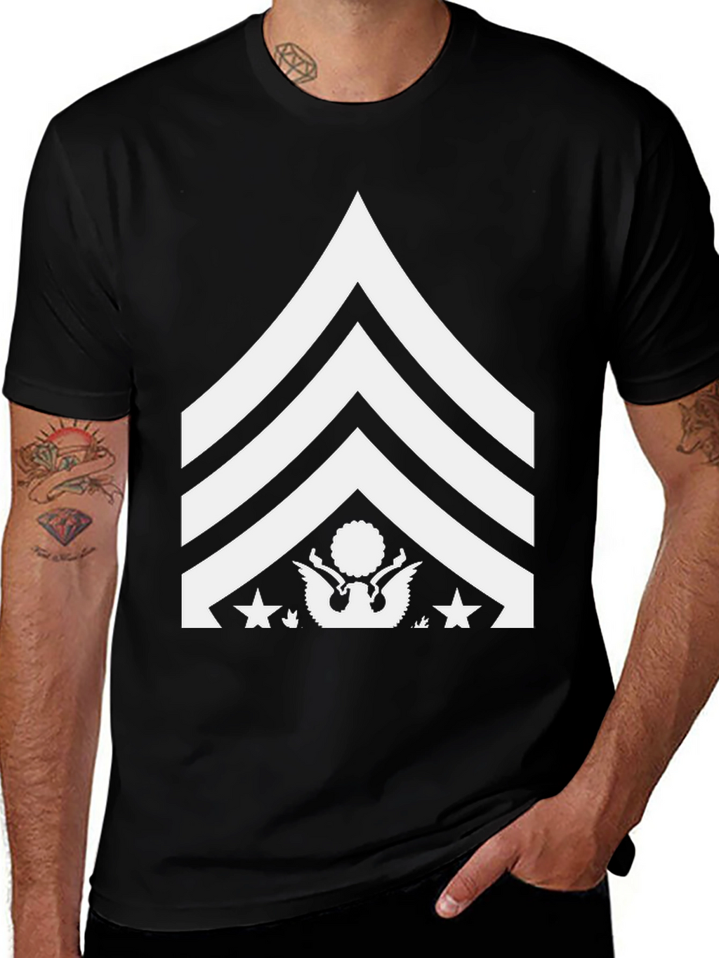Military Rank Graphic Tee - Black