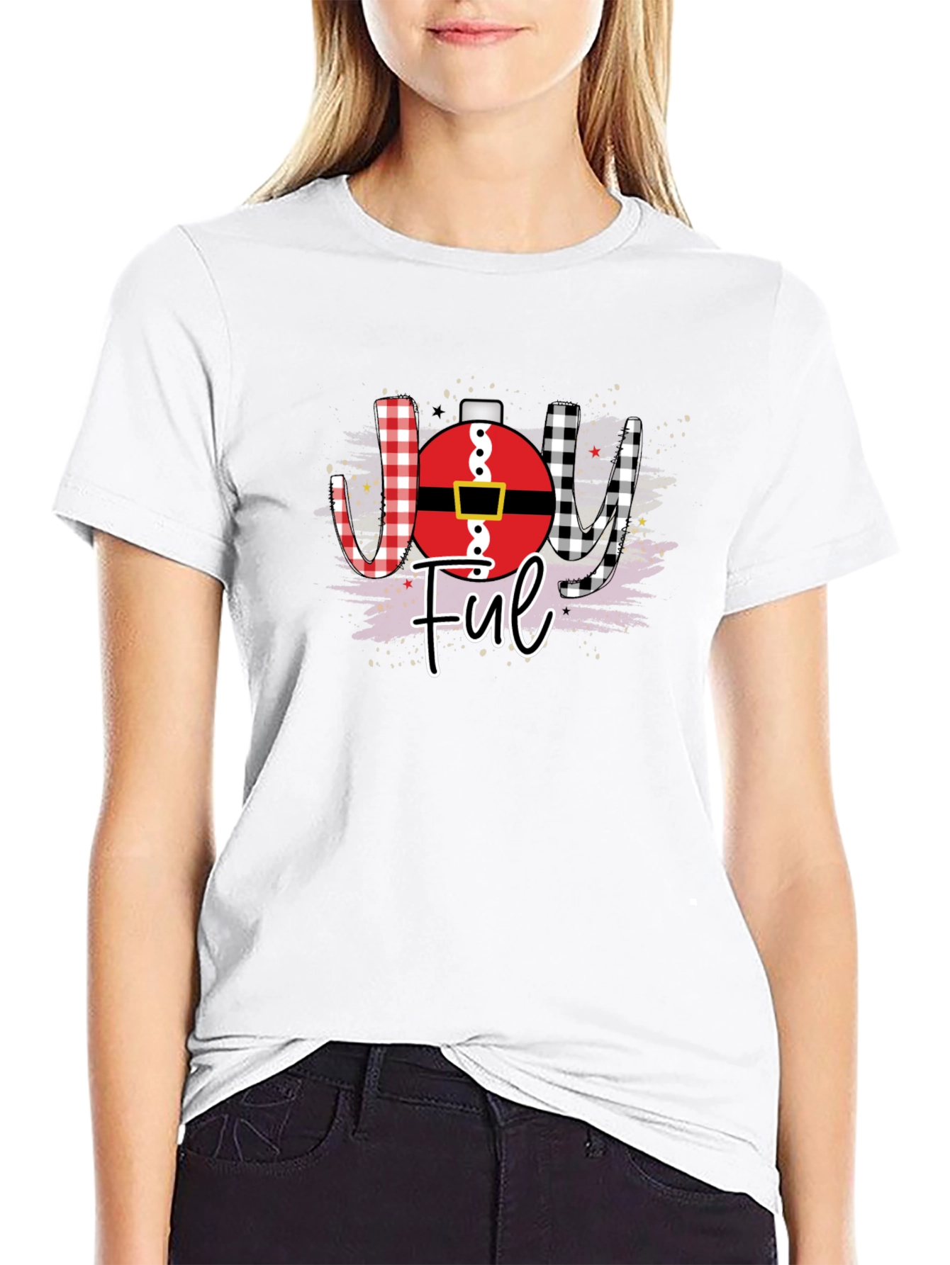 Joyful Christmas Graphic Tee - Santa Ornament