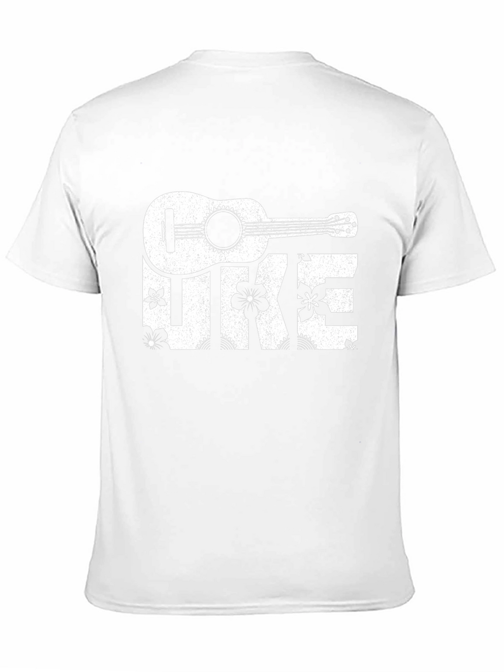 Ukulele Floral Print T-Shirt - Black Cotton Tee