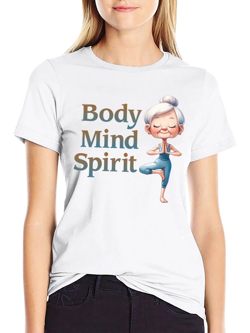 Body Mind Spirit Yoga T-Shirt - Zen Granny Tee