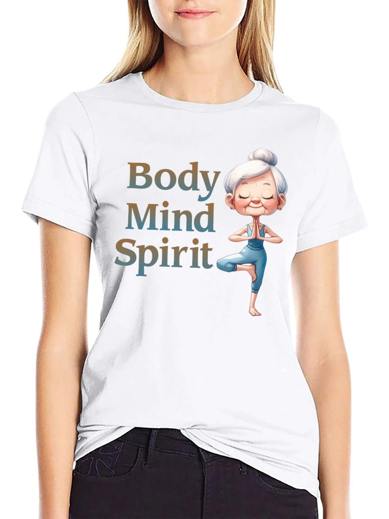 Body Mind Spirit Yoga T-Shirt - Zen Granny Tee