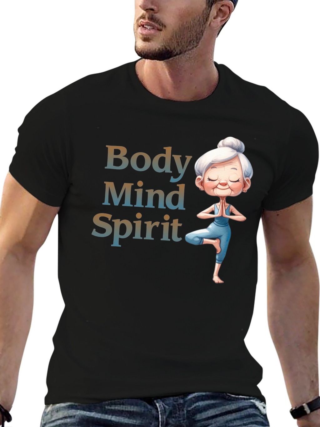 Body Mind Spirit Yoga T-Shirt - Zen Granny Tee
