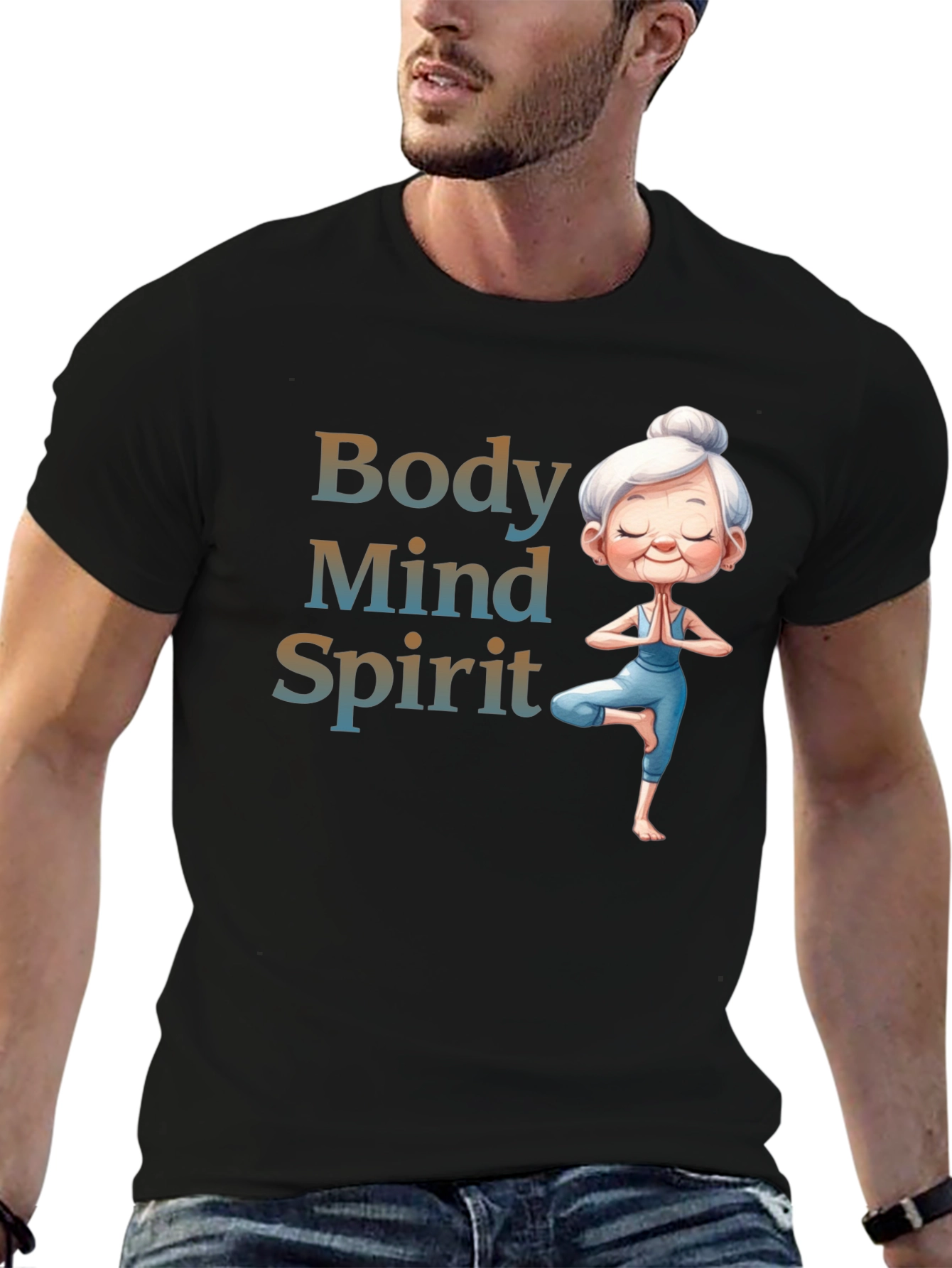 Body Mind Spirit Yoga T-Shirt - Zen Granny Tee