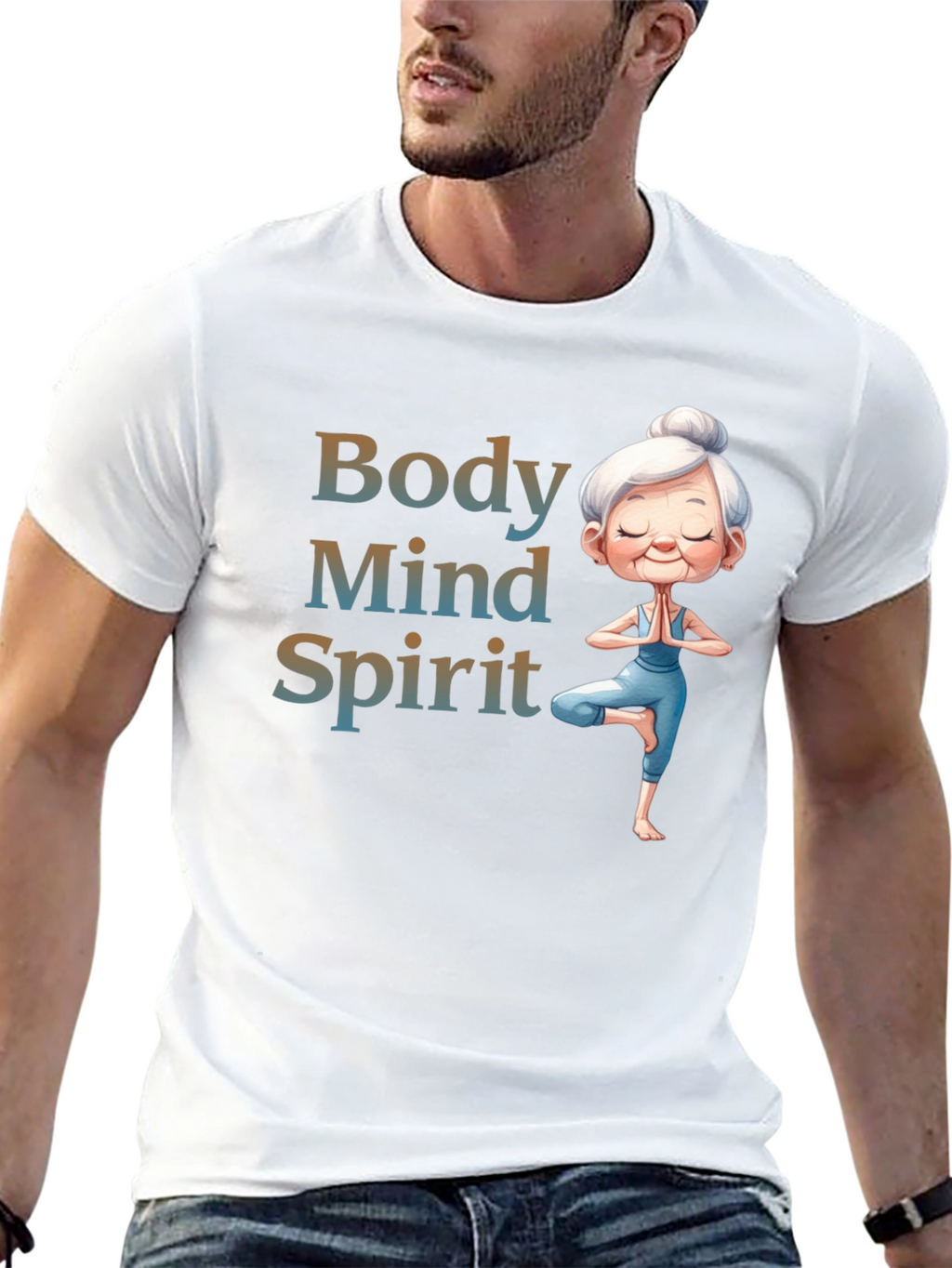 Body Mind Spirit Yoga T-Shirt - Zen Granny Tee