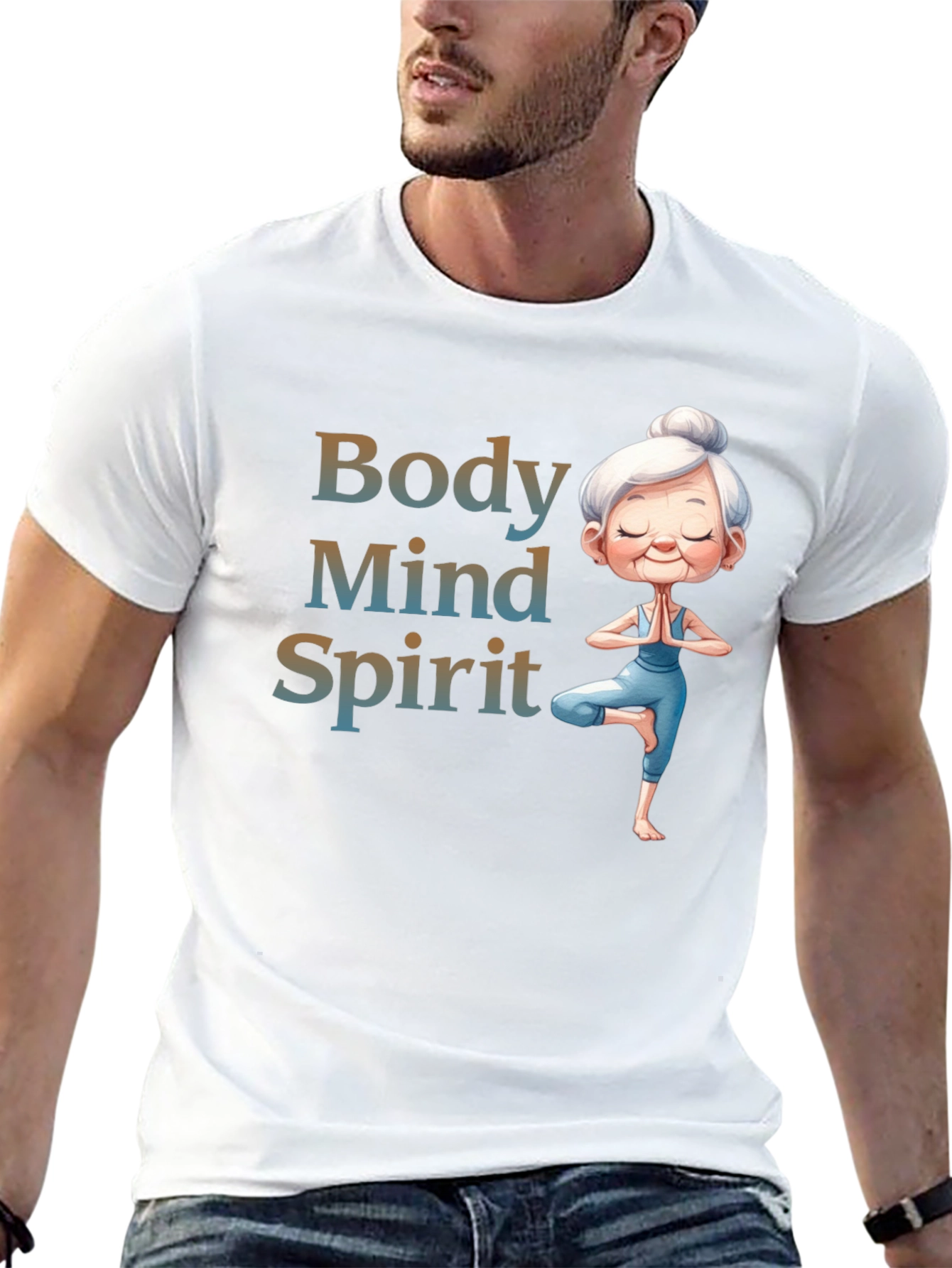 Body Mind Spirit Yoga T-Shirt - Zen Granny Tee