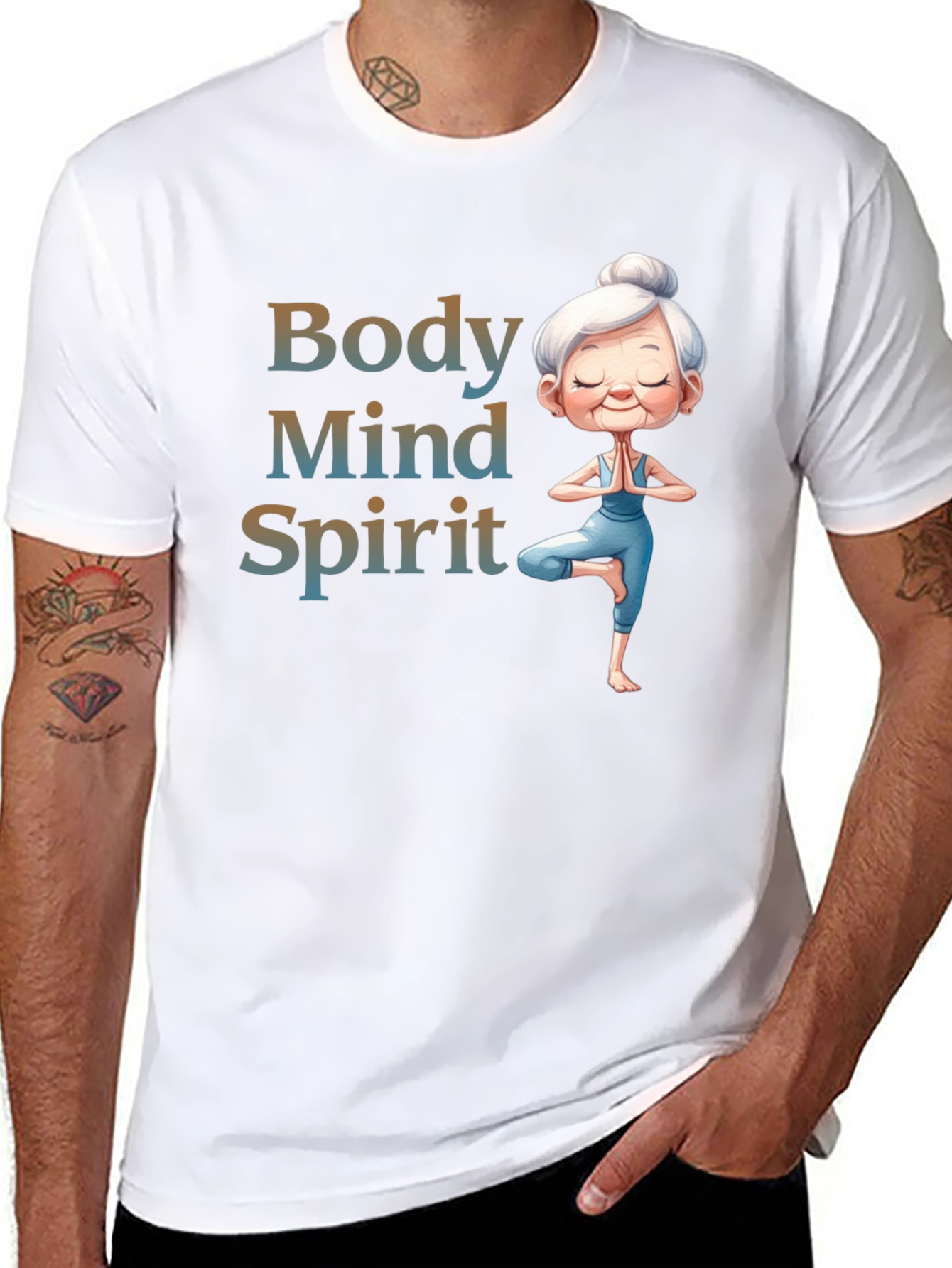 Body Mind Spirit Yoga T-Shirt - Zen Granny Tee