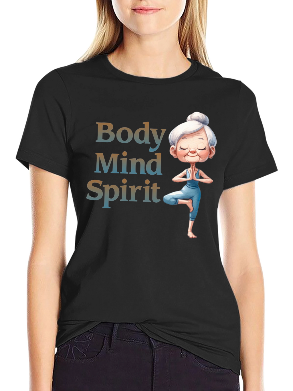 Body Mind Spirit Yoga T-Shirt - Zen Granny Tee