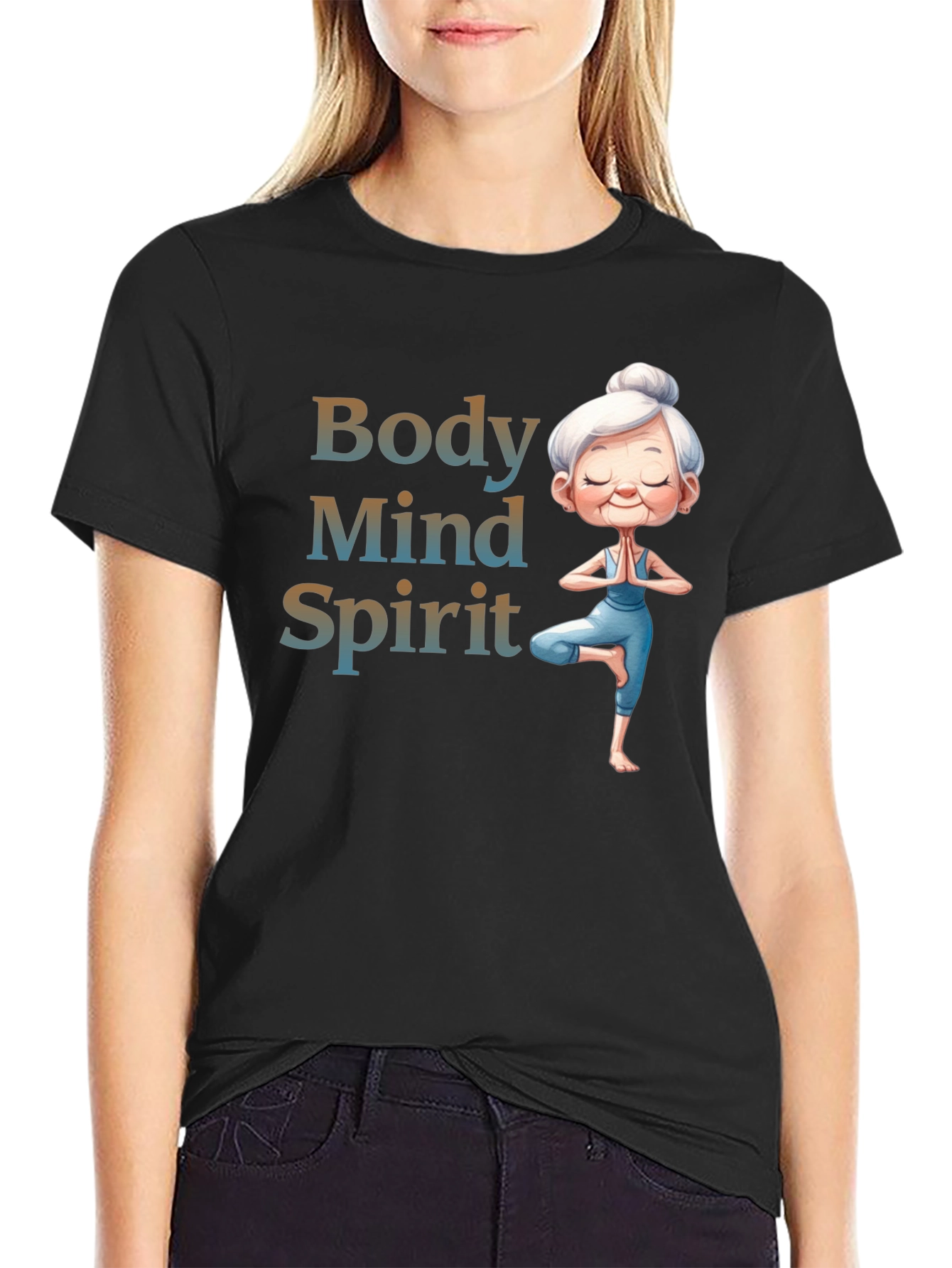 Body Mind Spirit Yoga T-Shirt - Zen Granny Tee
