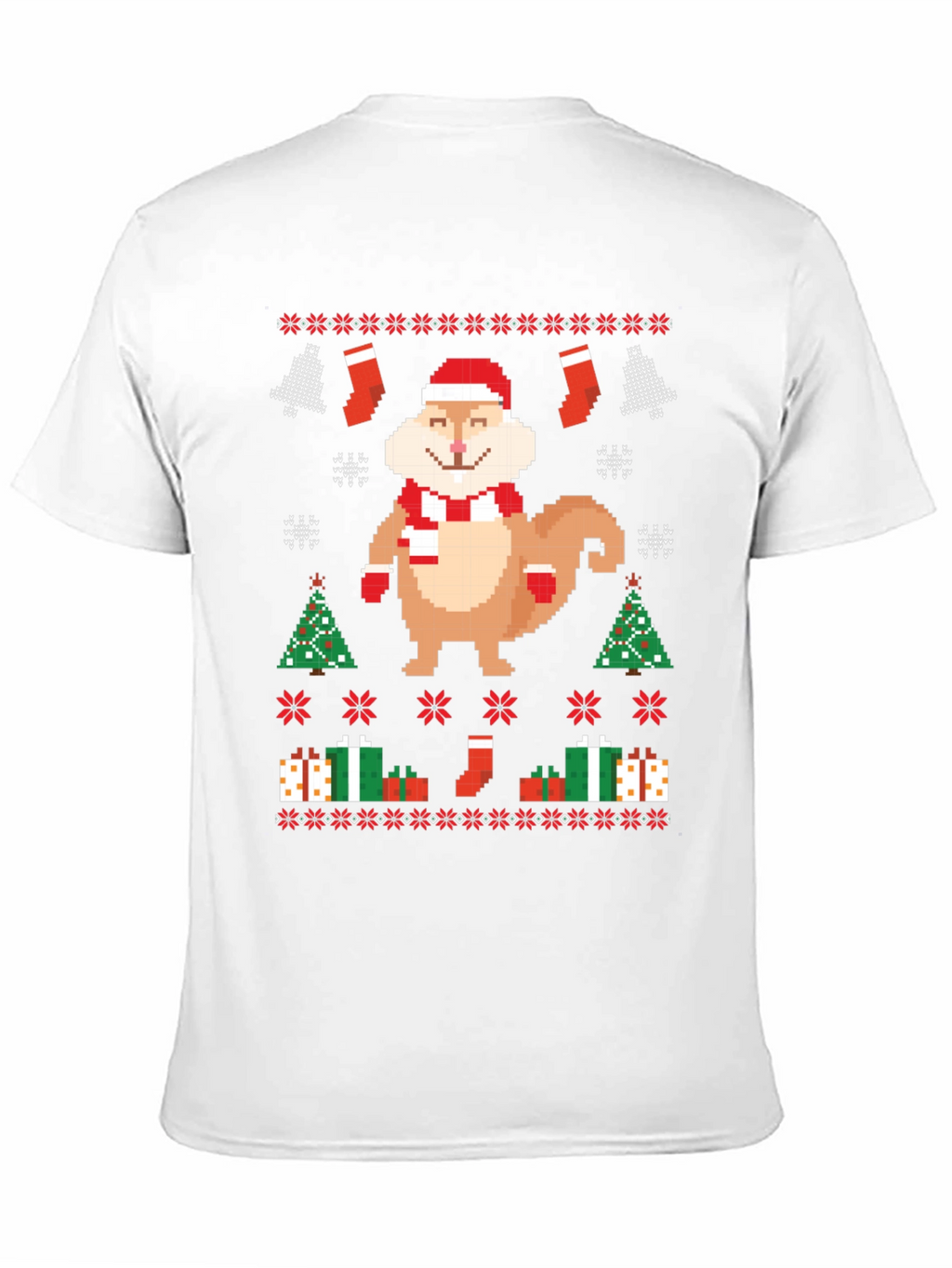 Festive Pixel Squirrel Christmas T-Shirt