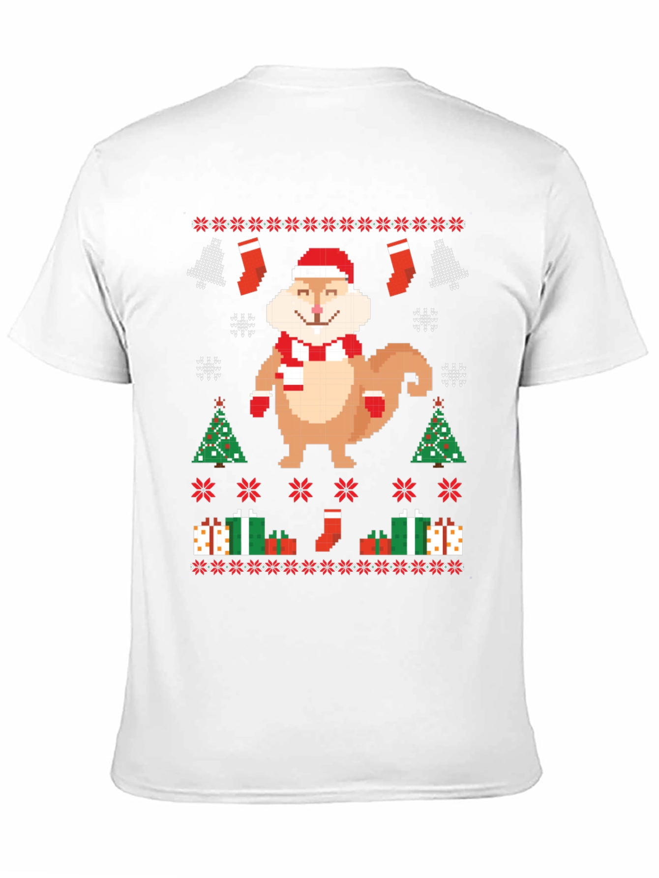 Festive Pixel Squirrel Christmas T-Shirt