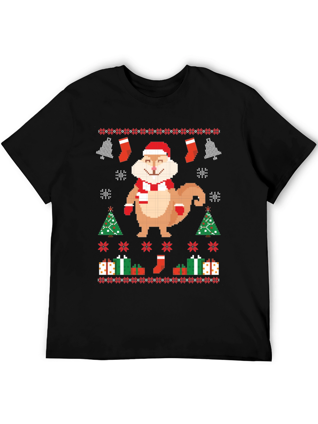 Festive Pixel Squirrel Christmas T-Shirt