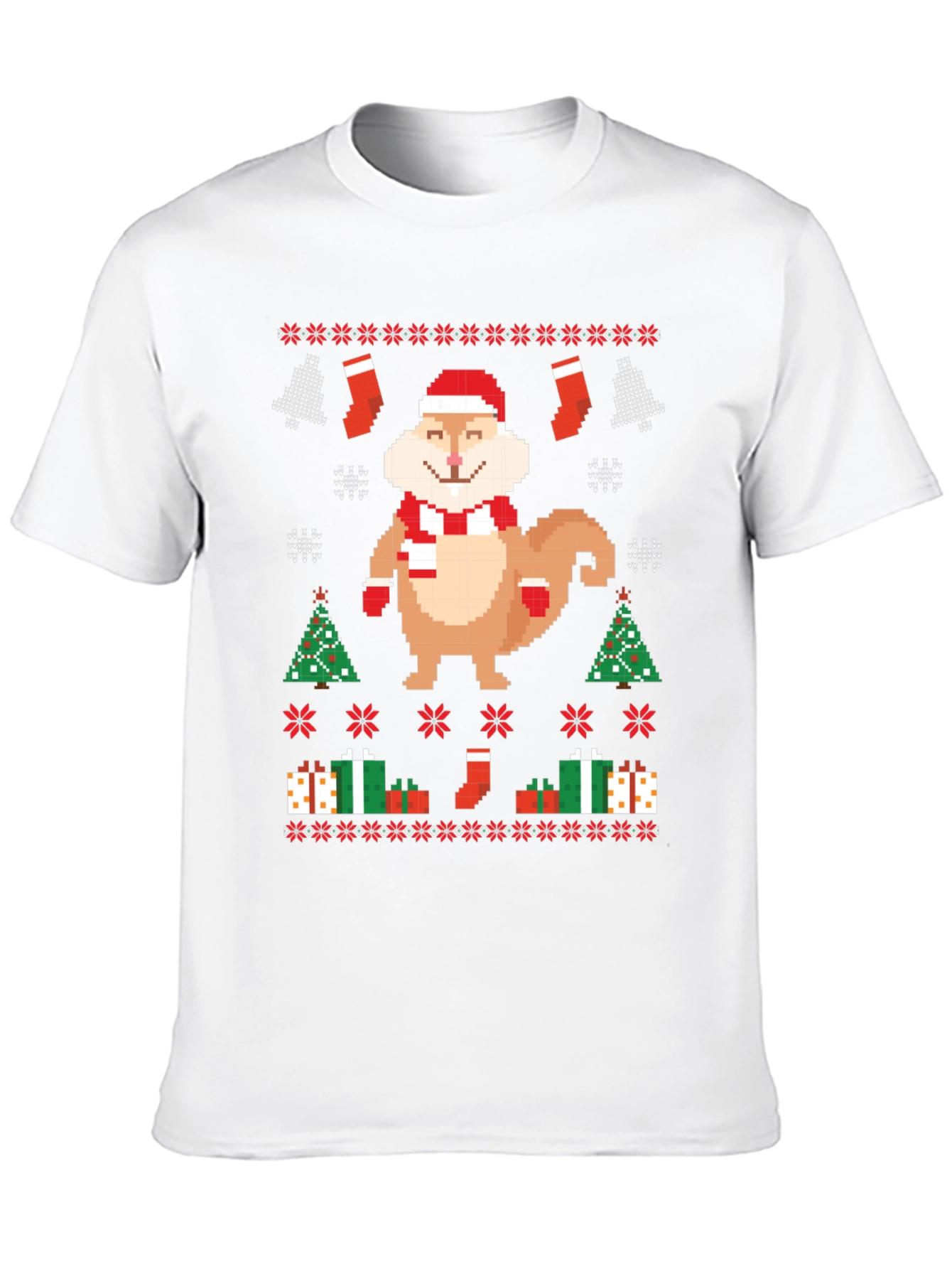Festive Pixel Squirrel Christmas T-Shirt