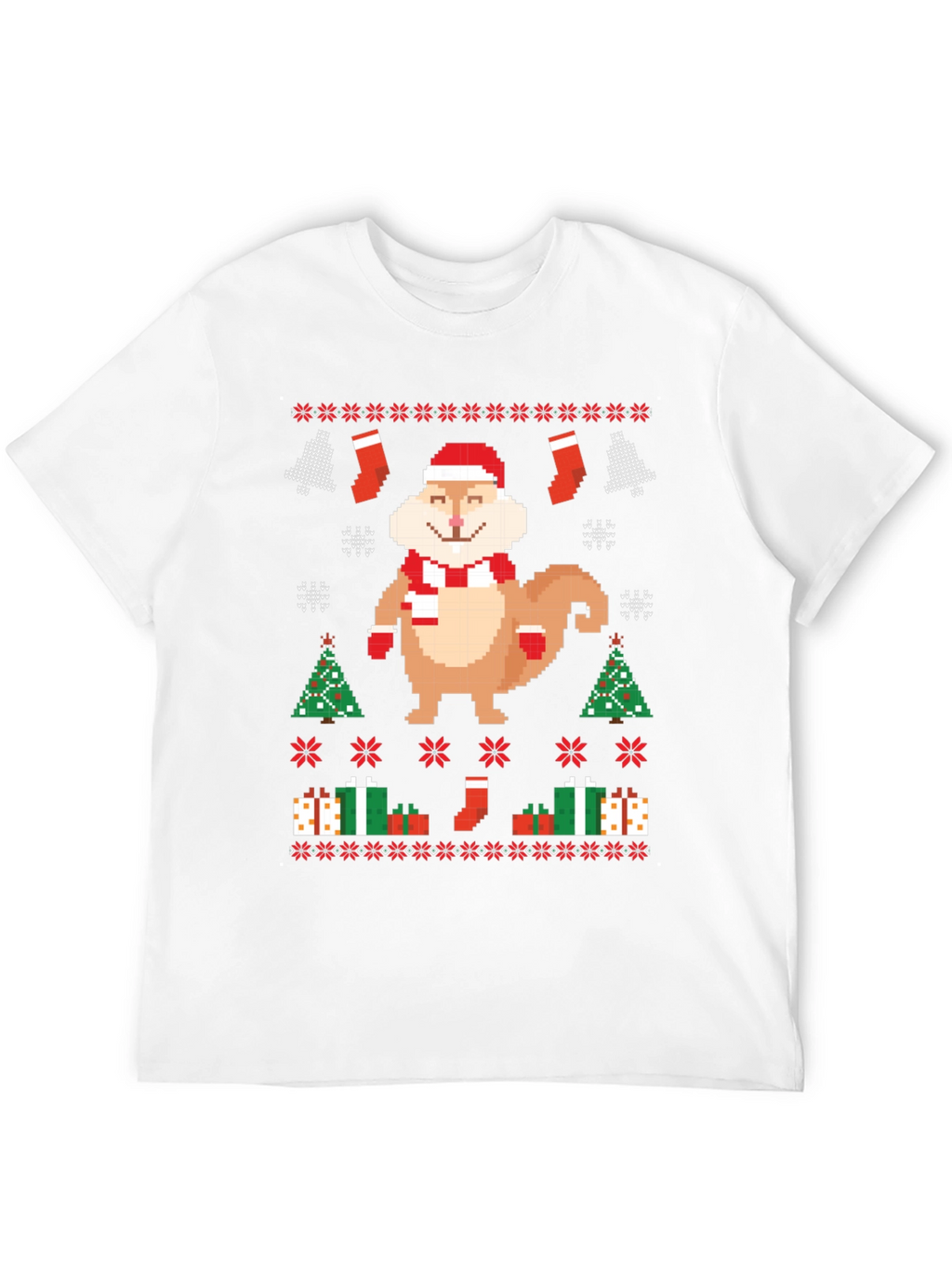 Festive Pixel Squirrel Christmas T-Shirt