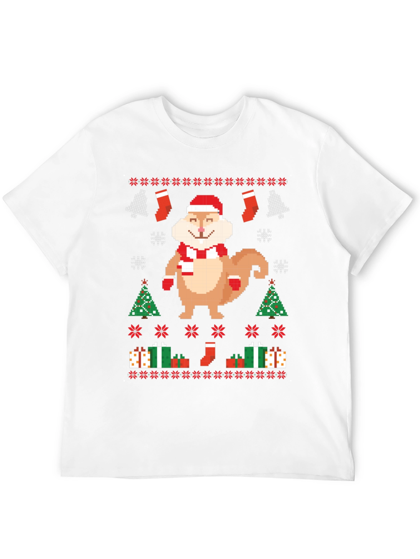 Festive Pixel Squirrel Christmas T-Shirt