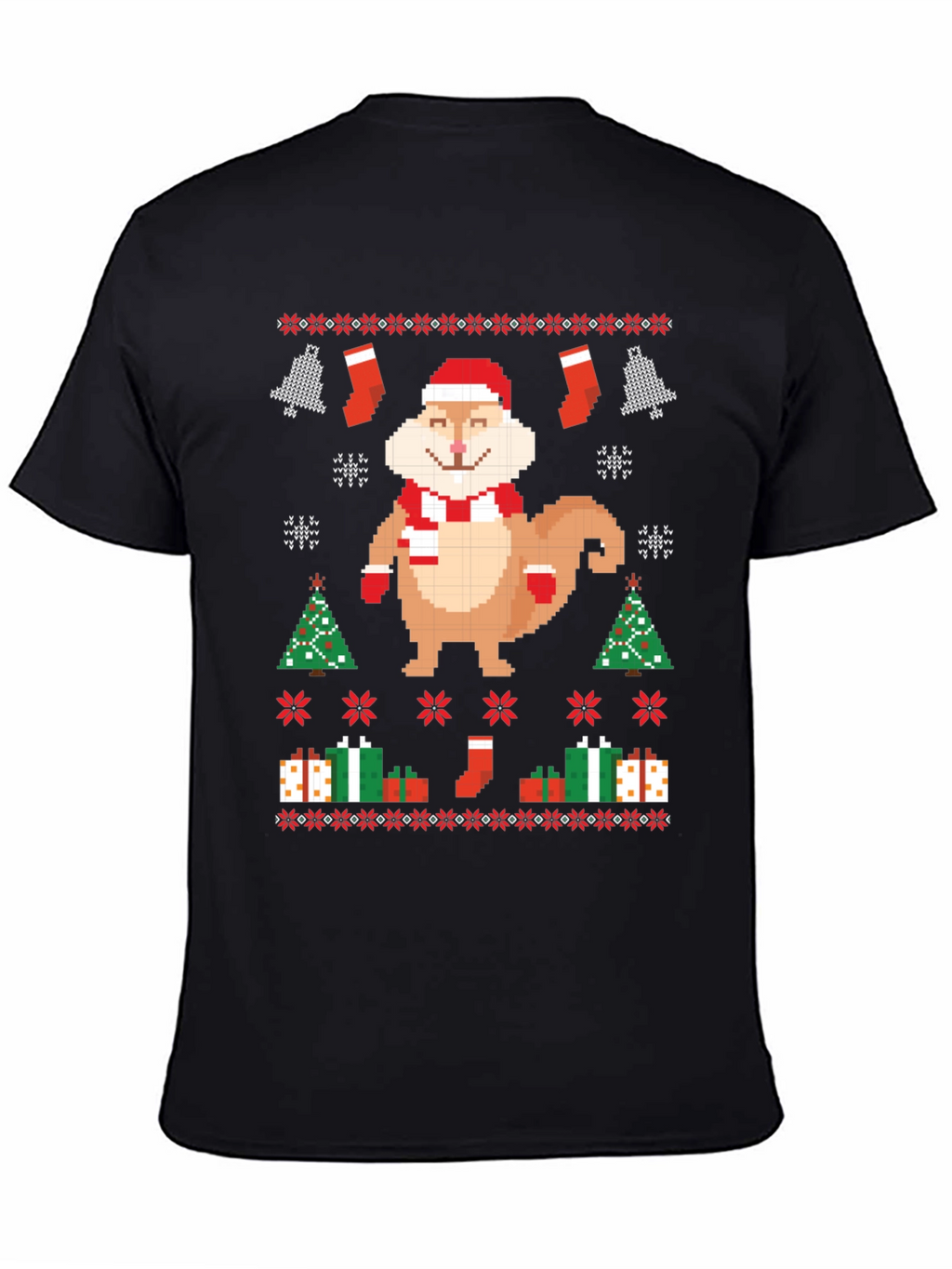 Festive Pixel Squirrel Christmas T-Shirt