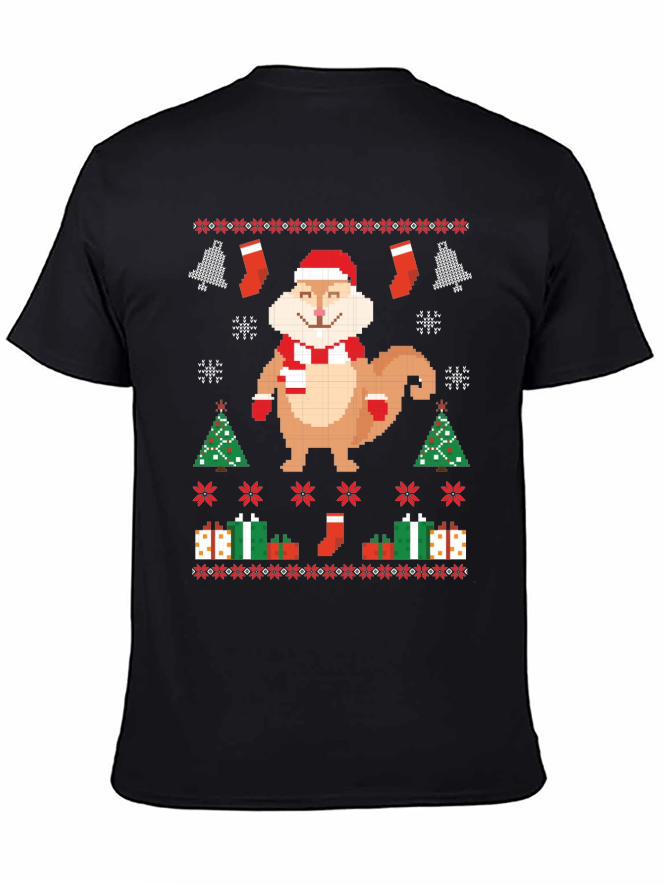 Festive Pixel Squirrel Christmas T-Shirt