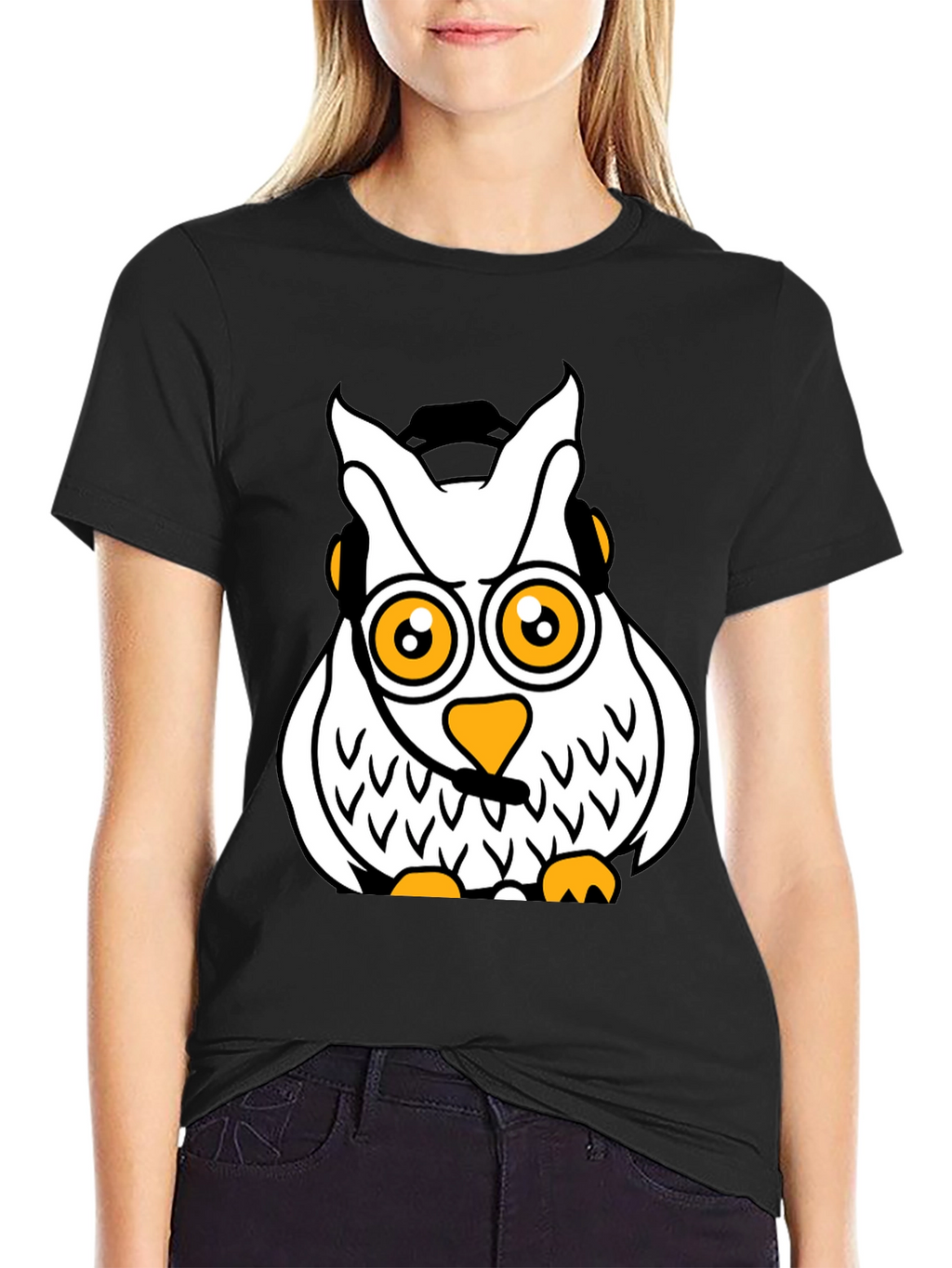 Cool Owl Graphic T-Shirt - Black