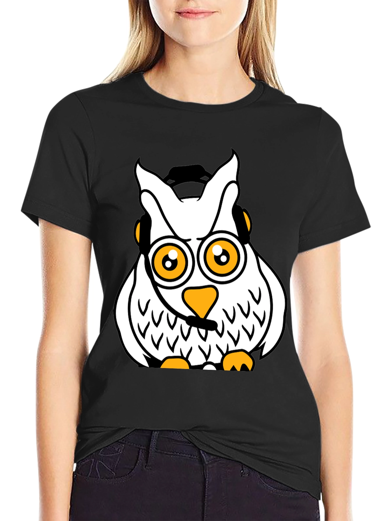 Cool Owl Graphic T-Shirt - Black