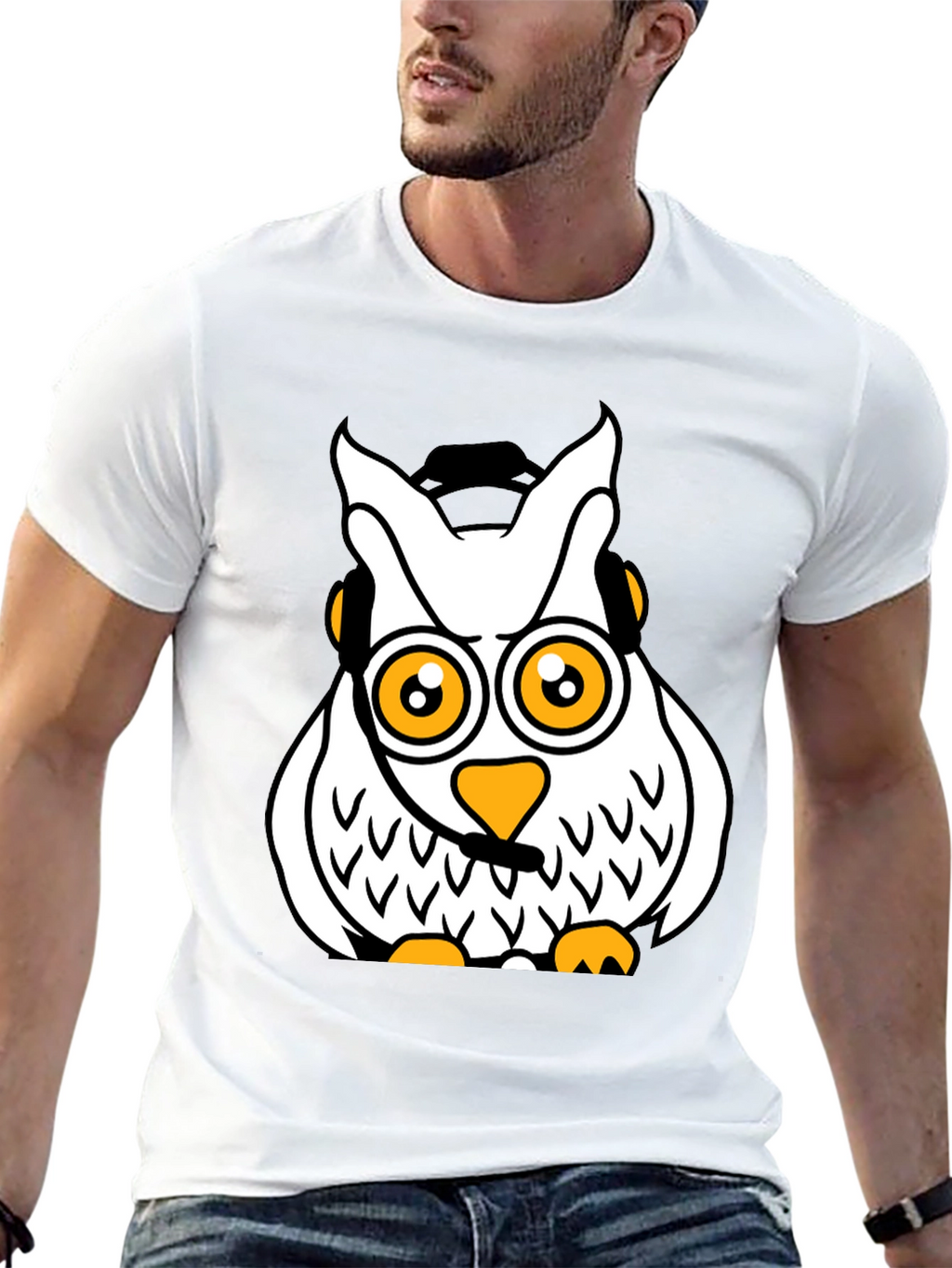 Cool Owl Graphic T-Shirt - Black