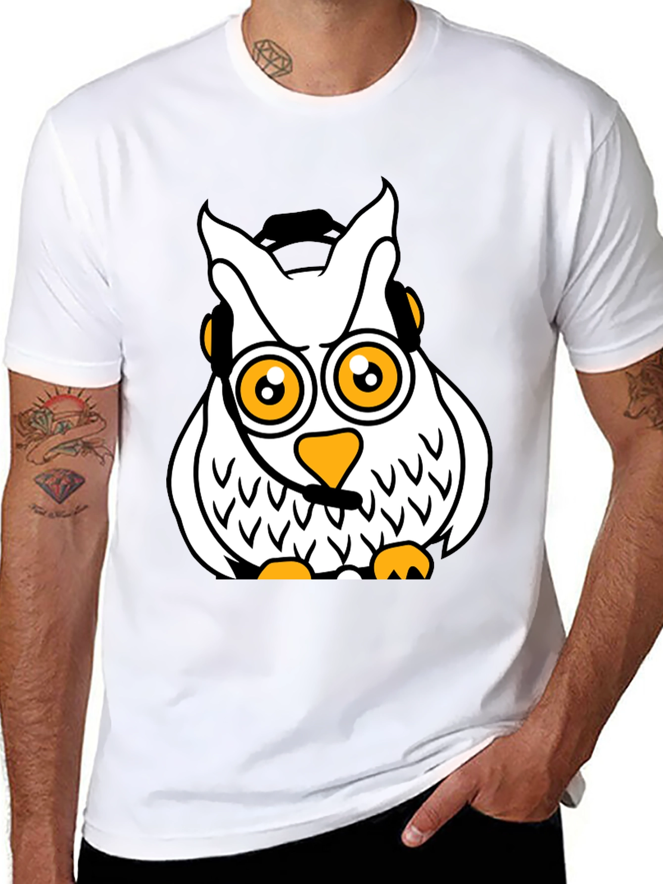 Cool Owl Graphic T-Shirt - Black