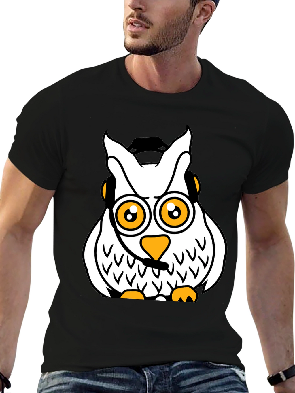 Cool Owl Graphic T-Shirt - Black