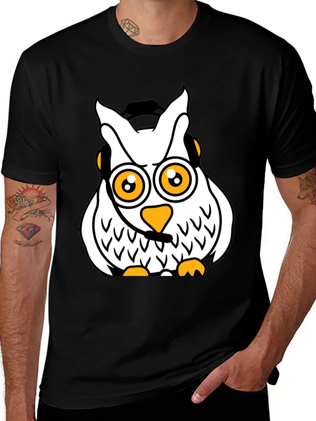 Cool Owl Graphic T-Shirt - Black