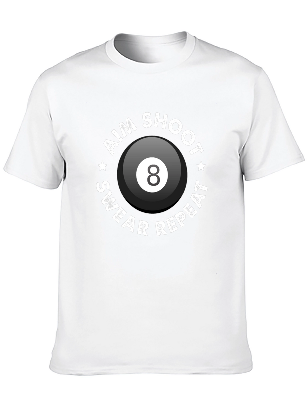 Aim Shoot Swear Repeat Eight Ball Graphic Tee