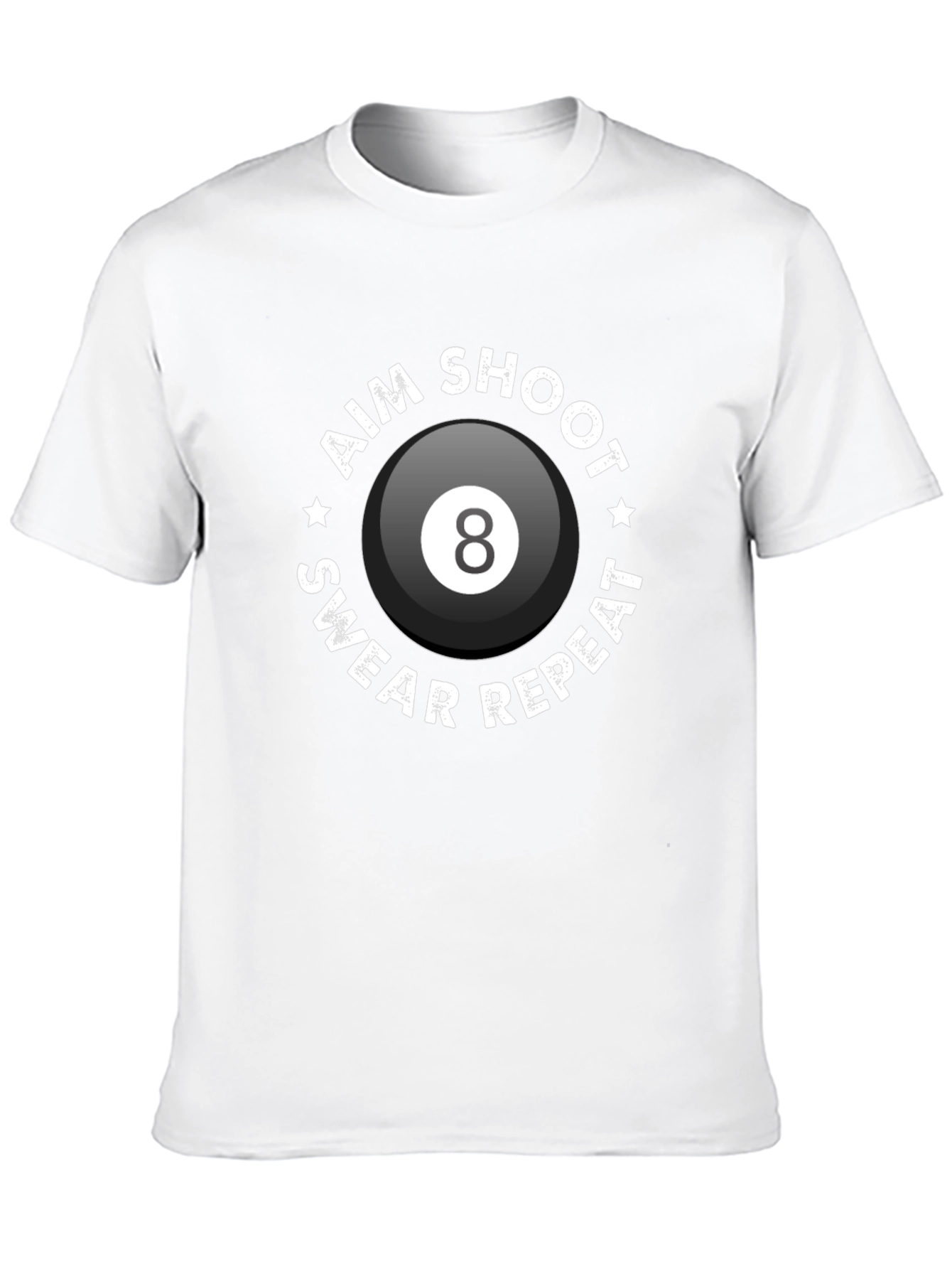 Aim Shoot Swear Repeat Eight Ball Graphic Tee