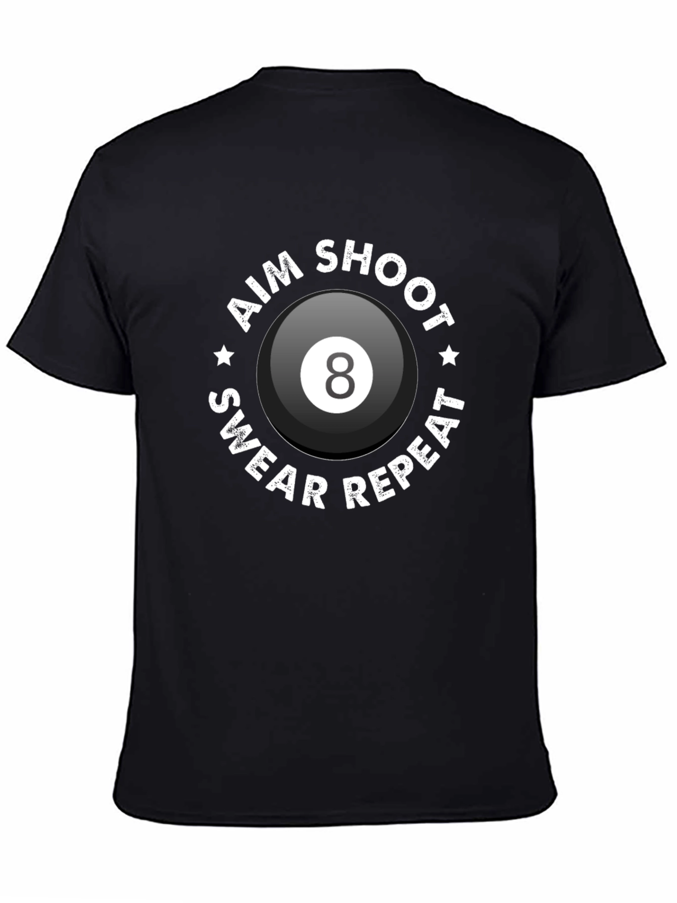 Aim Shoot Swear Repeat Eight Ball Graphic Tee