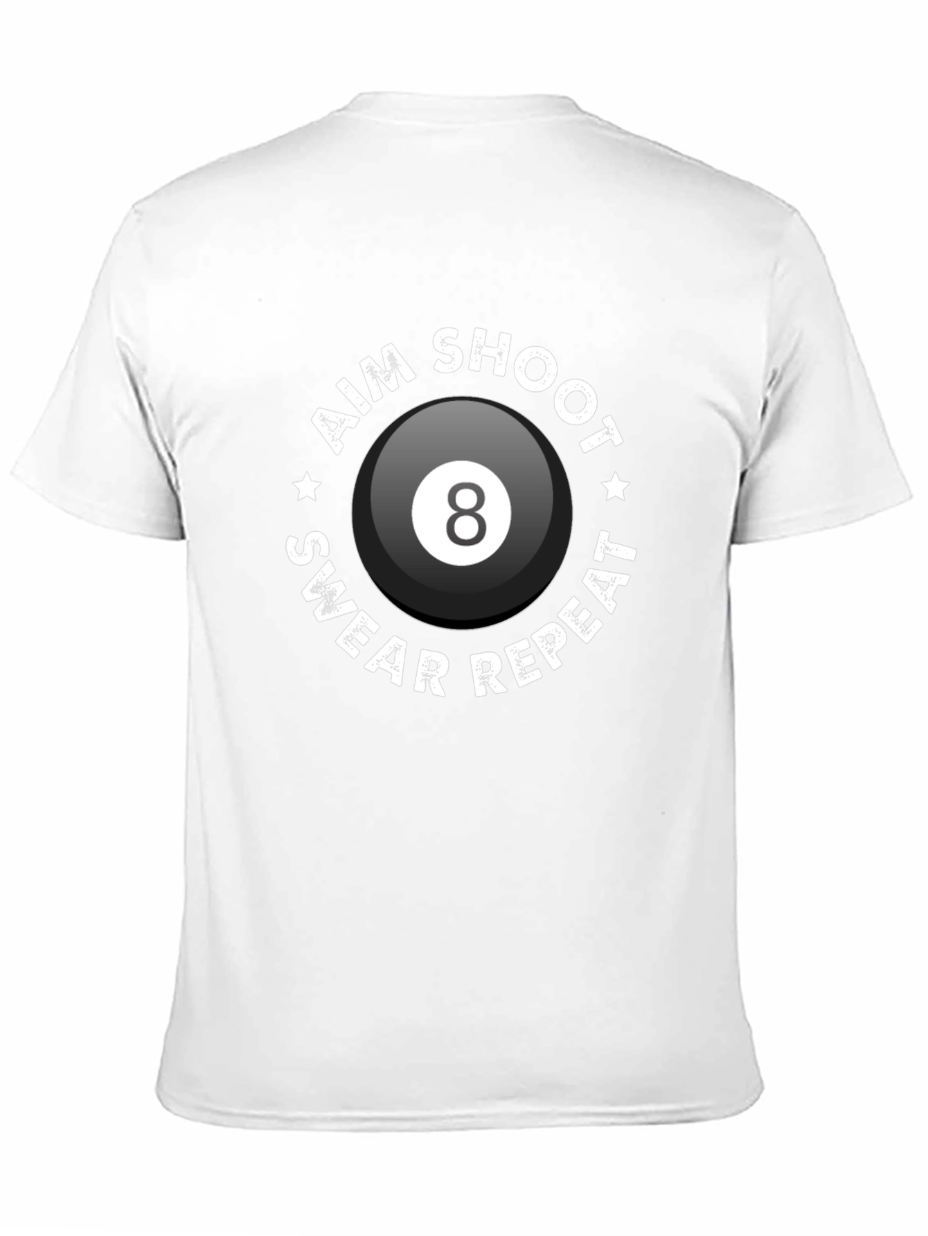 Aim Shoot Swear Repeat Eight Ball Graphic Tee