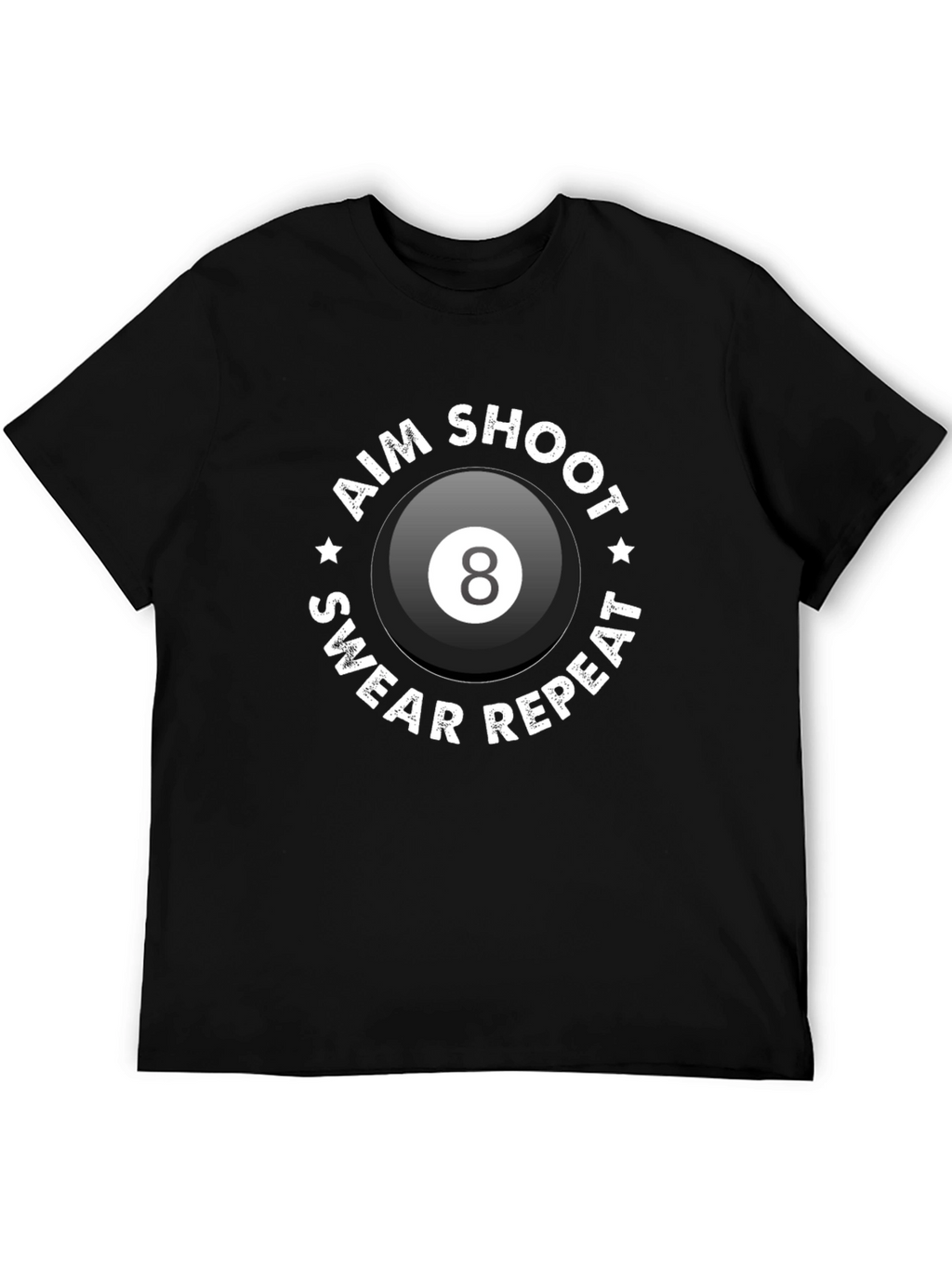 Aim Shoot Swear Repeat Eight Ball Graphic Tee