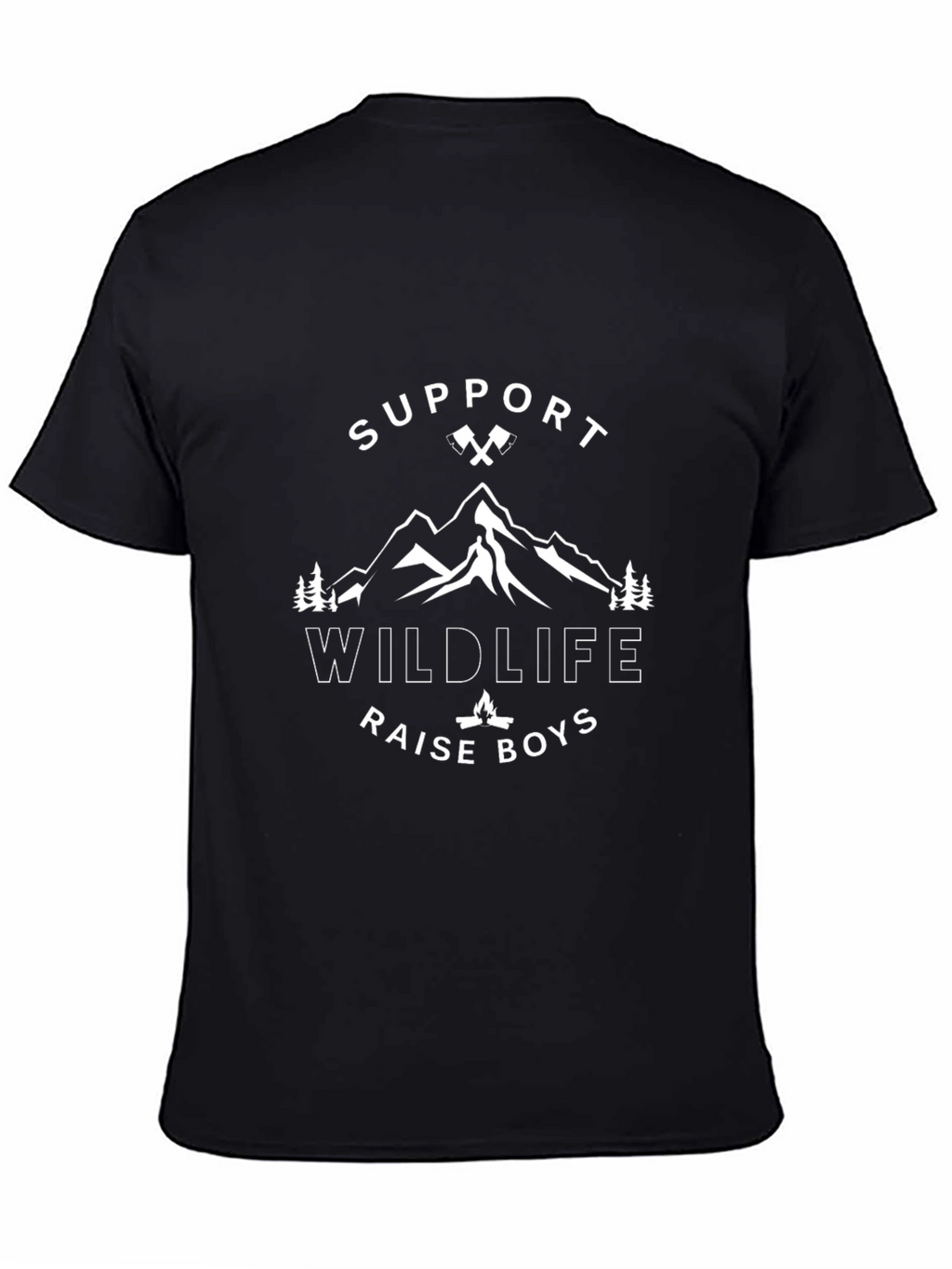 Support Wildlife Raise Boys Black Graphic T-Shirt