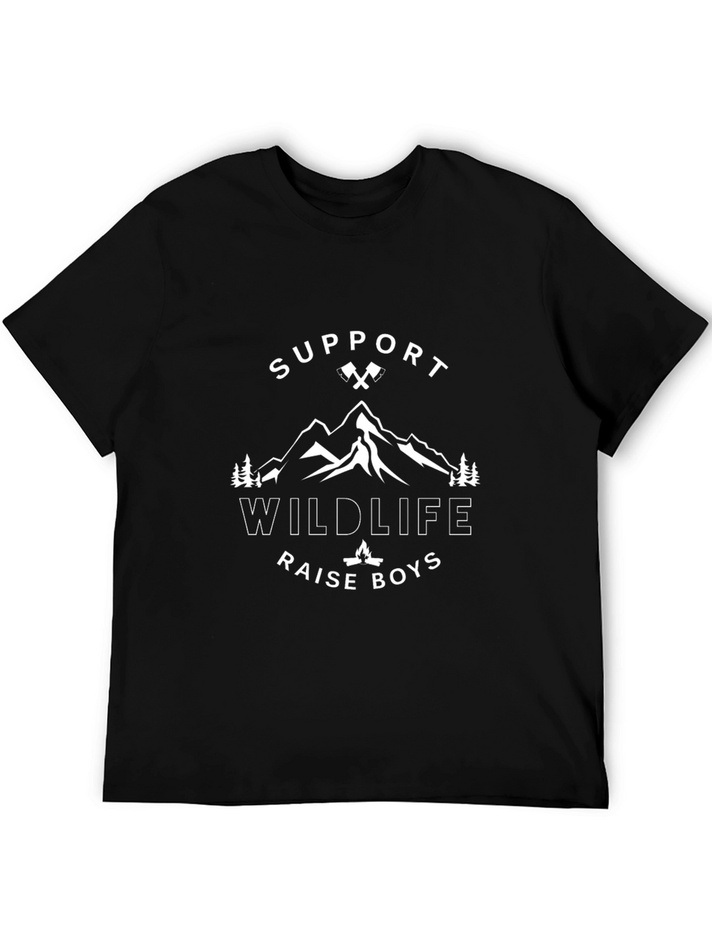 Support Wildlife Raise Boys Black Graphic T-Shirt