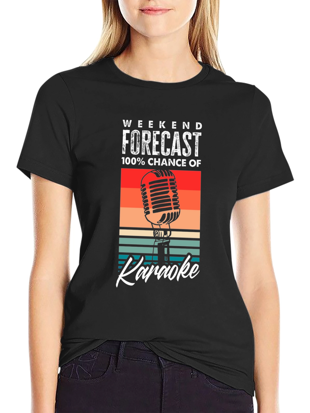 Weekend Forecast Karaoke T-Shirt - Retro Style