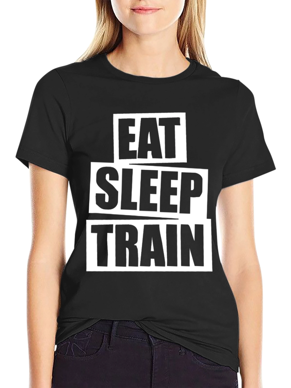 Eat Sleep Train Black Graphic T-Shirt